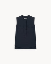 Load image into Gallery viewer, Lenny Navy Belted Sleeveless Shirt