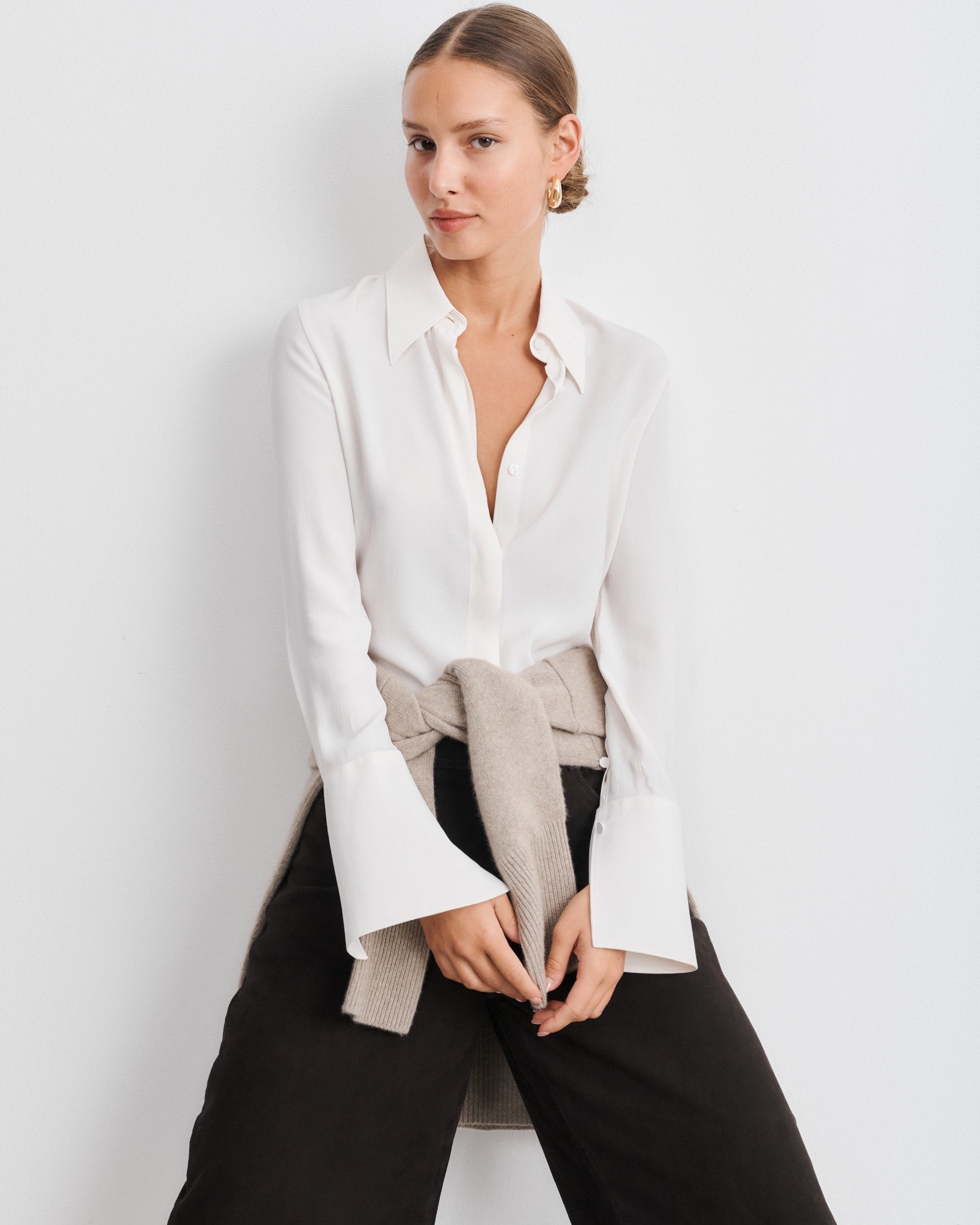 Chemise en soie ivoire Leia – SESSEI1