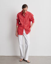Load image into Gallery viewer, Kaia Red Striped Cotton Poplin Oversized Shirt