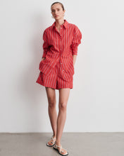 Load image into Gallery viewer, Kaia Red Striped Cotton Poplin Oversized Shirt