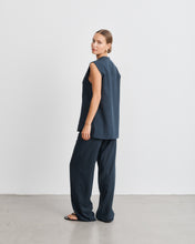 Load image into Gallery viewer, Lenny Navy Belted Sleeveless Shirt