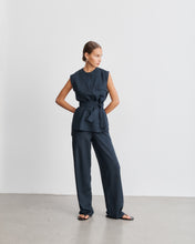 Load image into Gallery viewer, Lenny Navy Belted Sleeveless Shirt
