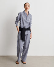 Load image into Gallery viewer, Lou Deep Blue Striped Cotton Poplin Pants