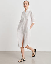 Load image into Gallery viewer, Chloe Red Pinstriped Cotton Poplin Shirt Dress