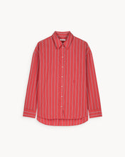 Load image into Gallery viewer, Kaia Red Striped Cotton Poplin Oversized Shirt