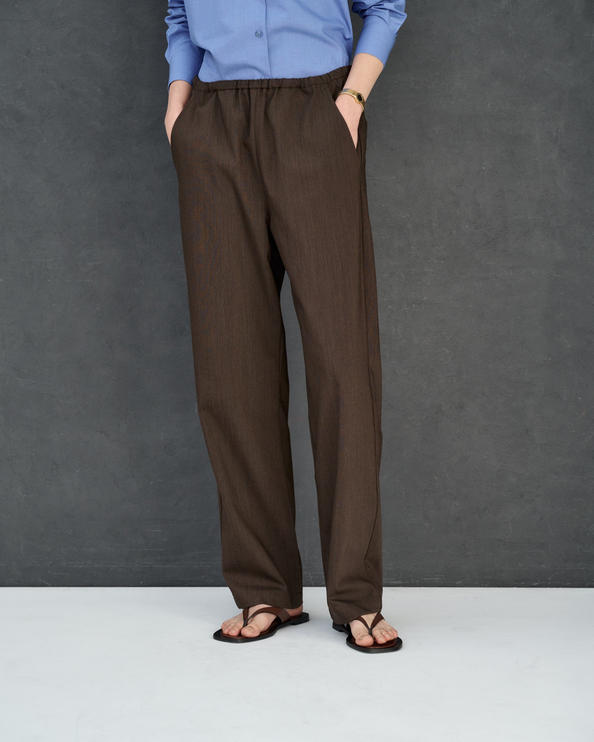 Andrea Brown Wool Blend Trousers