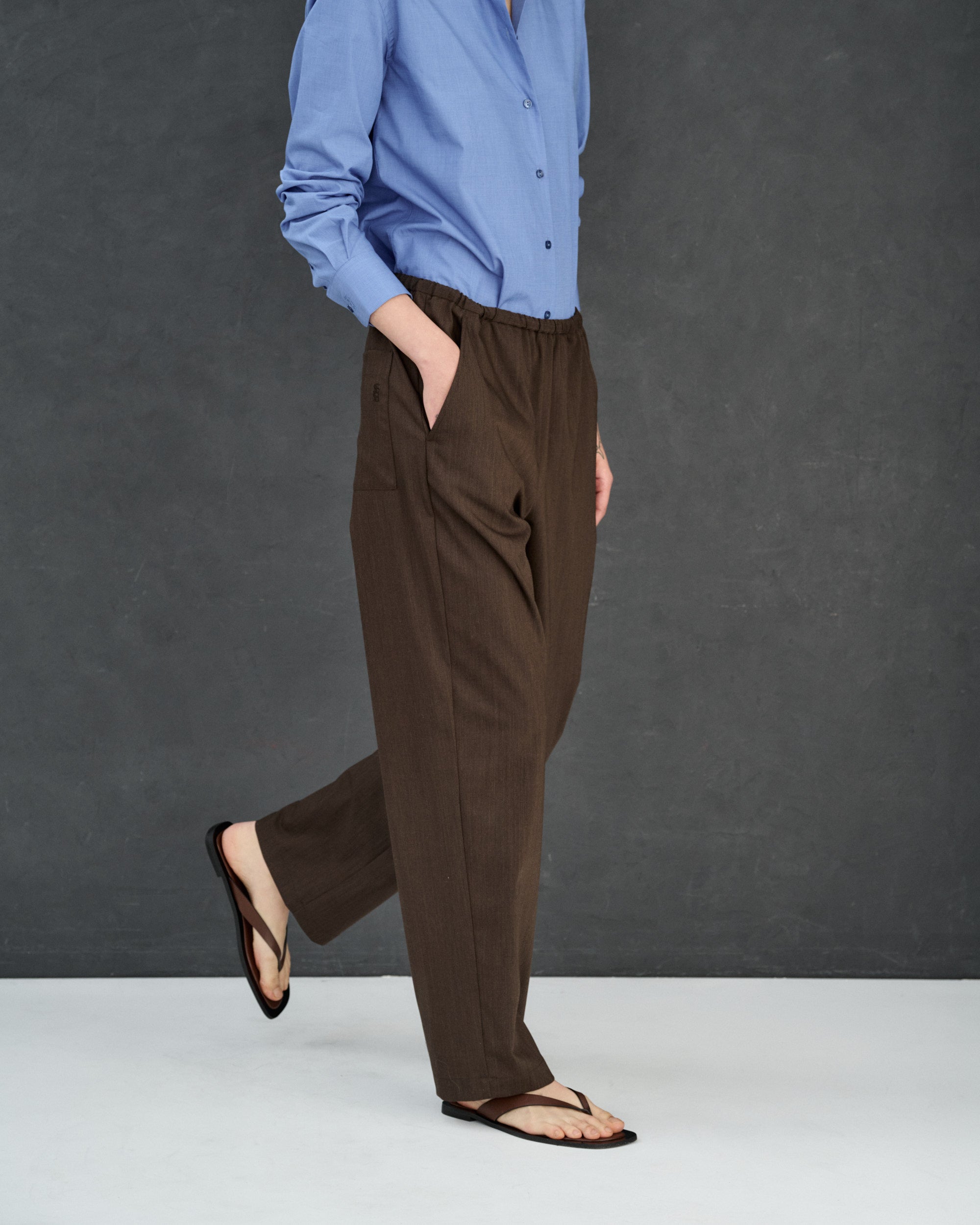Andrea Brown Wool Blend Trousers