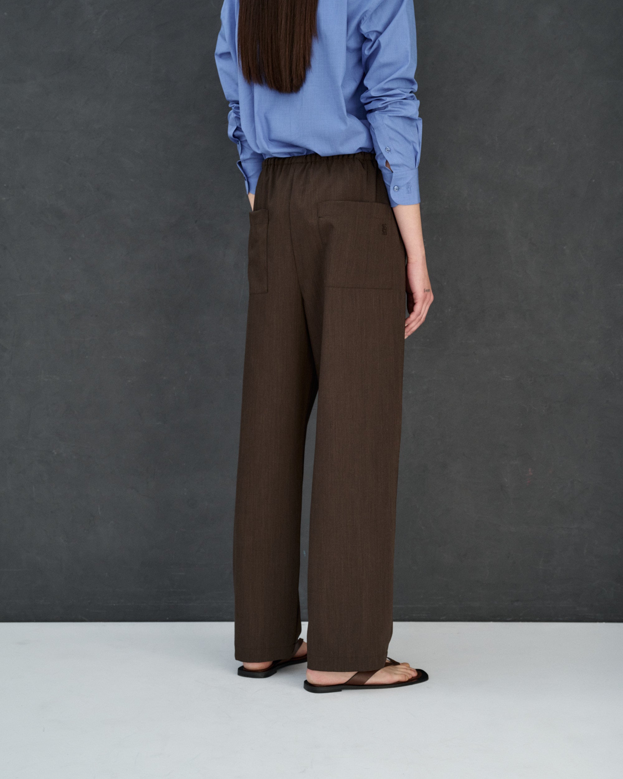 Andrea Brown Wool Blend Trousers