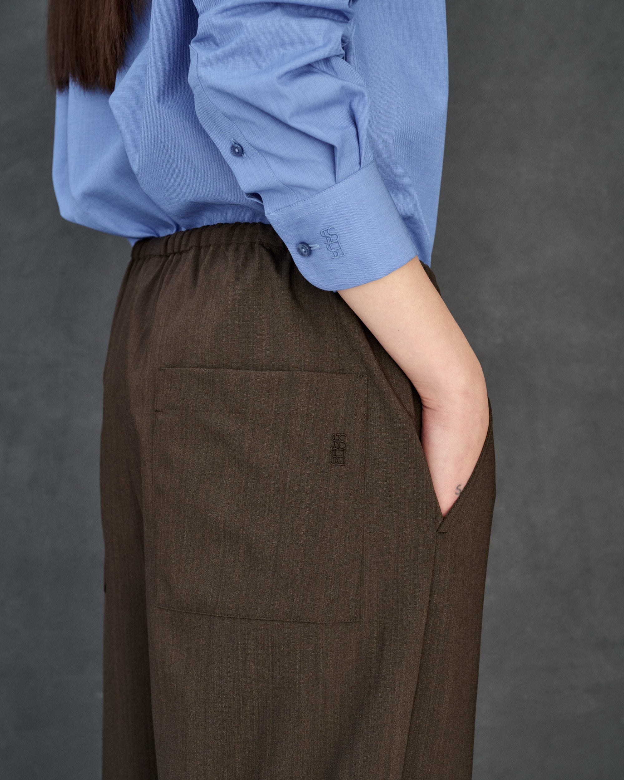 Andrea Brown Wool Blend Trousers