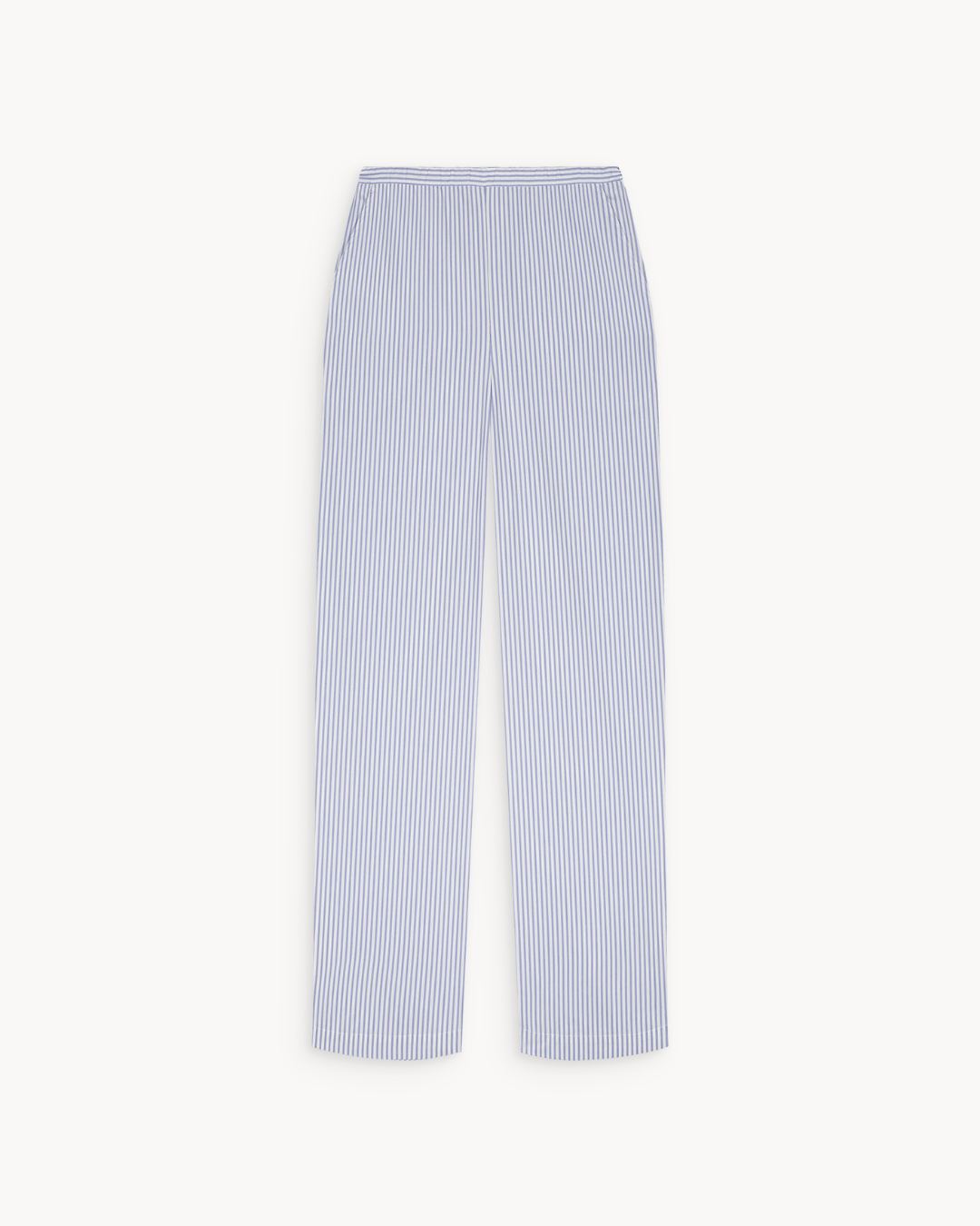 Andrea Blue Striped Cotton Poplin Pants