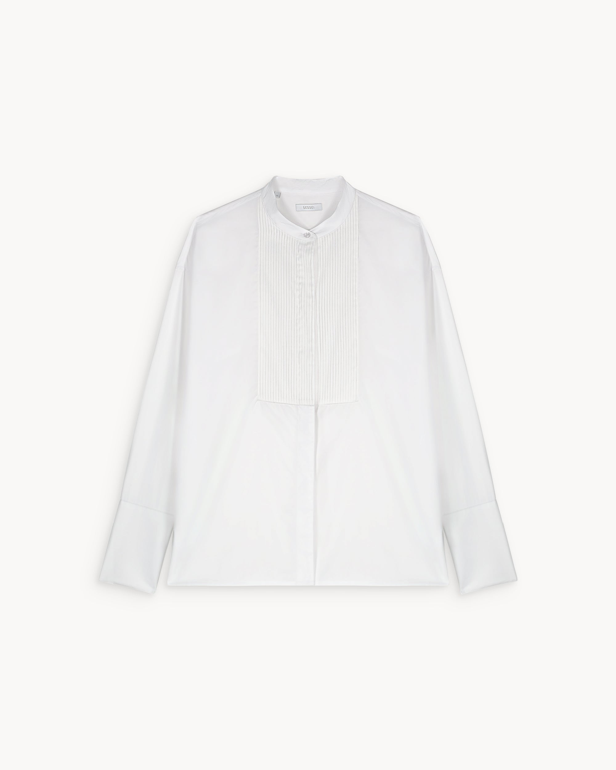 Bianca White Cotton Poplin Shirt with Bib