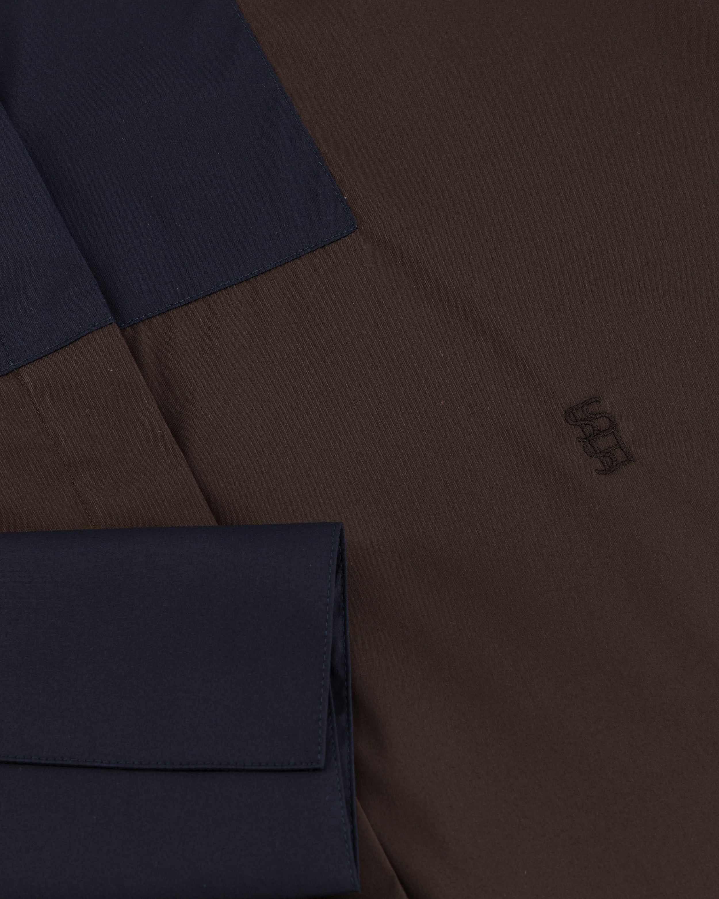 Bianca Brown Cotton Poplin Shirt with Textured Bib