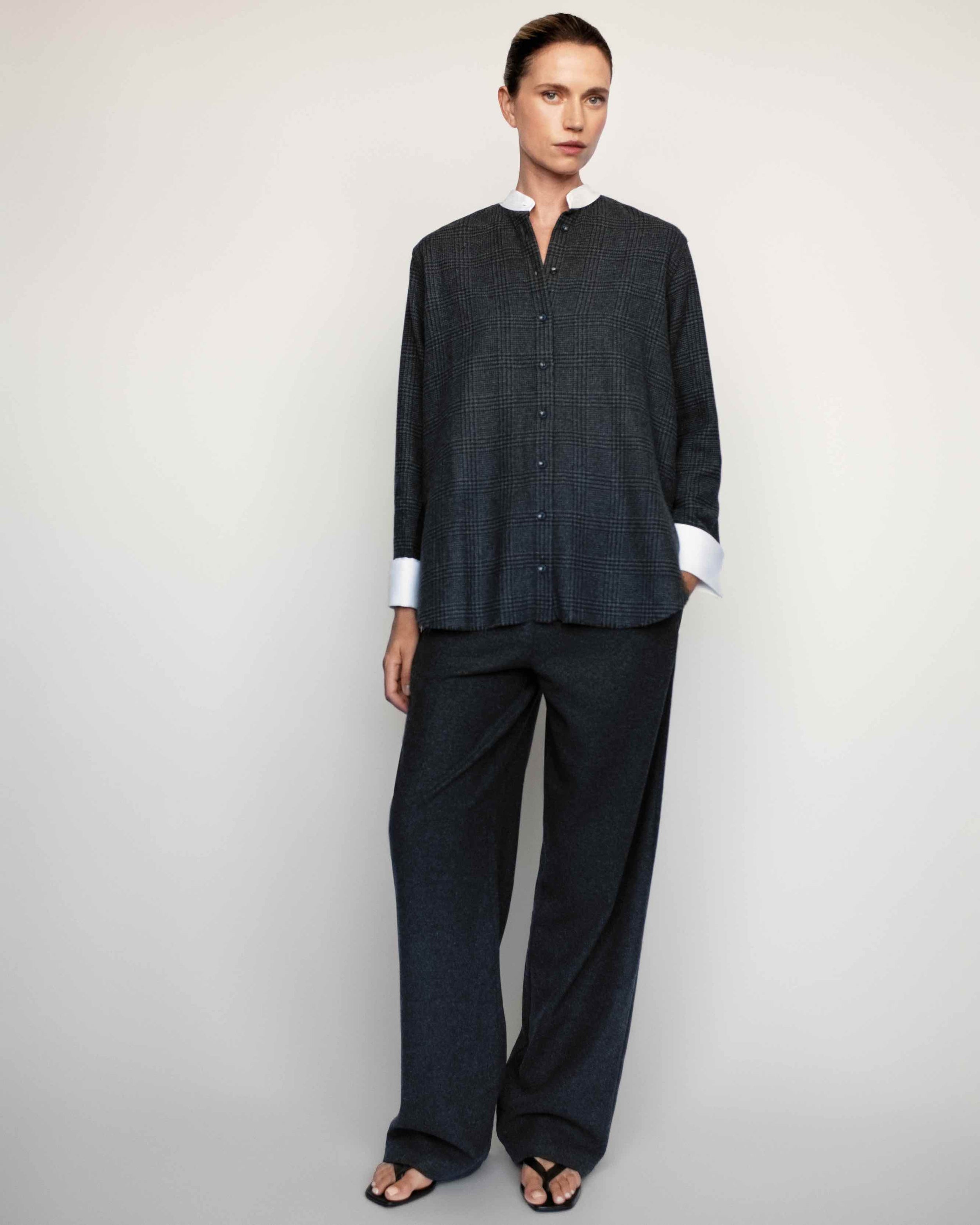 Pantalon en laine mélangée gris Lou