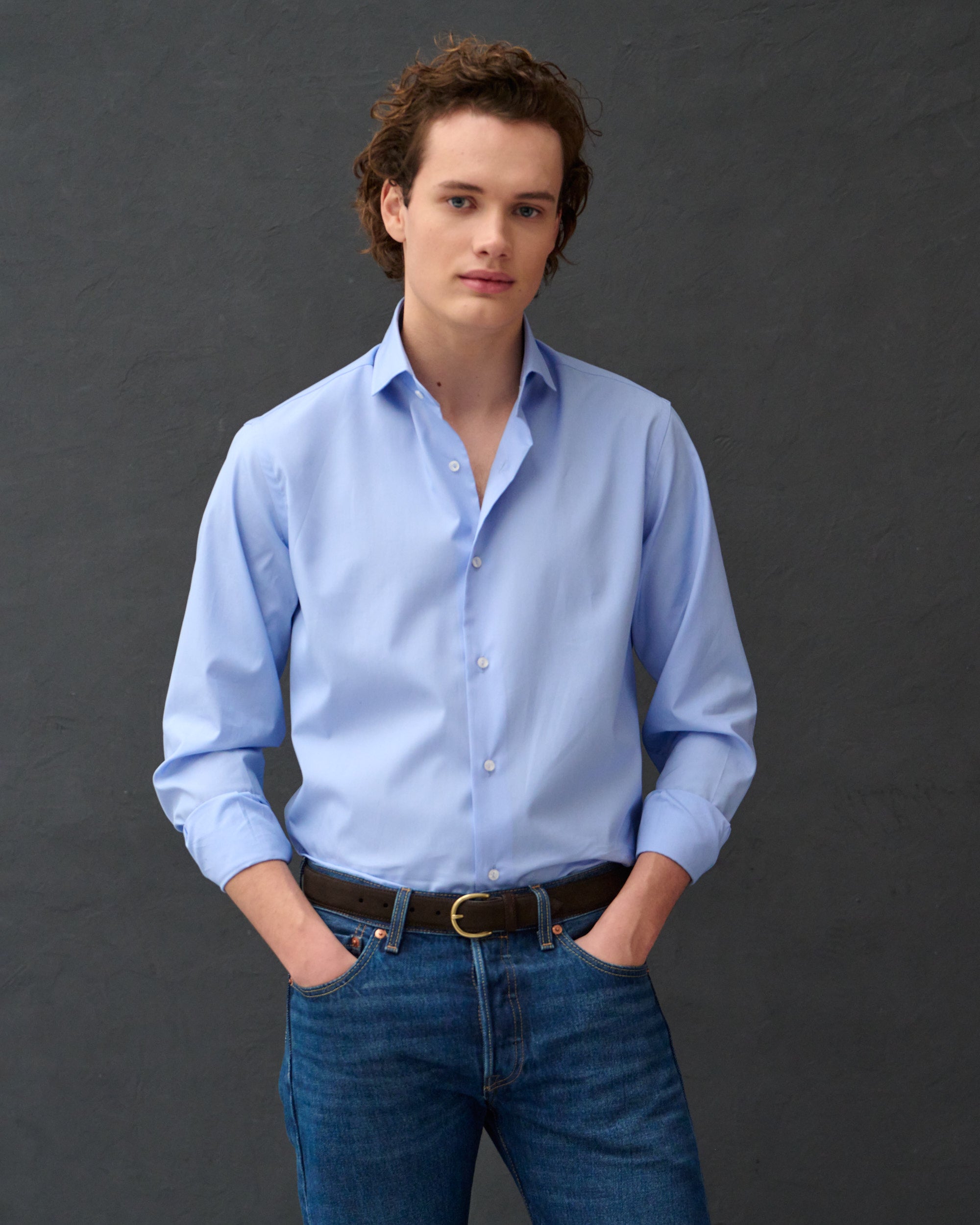 Chemise bleu profond Leo