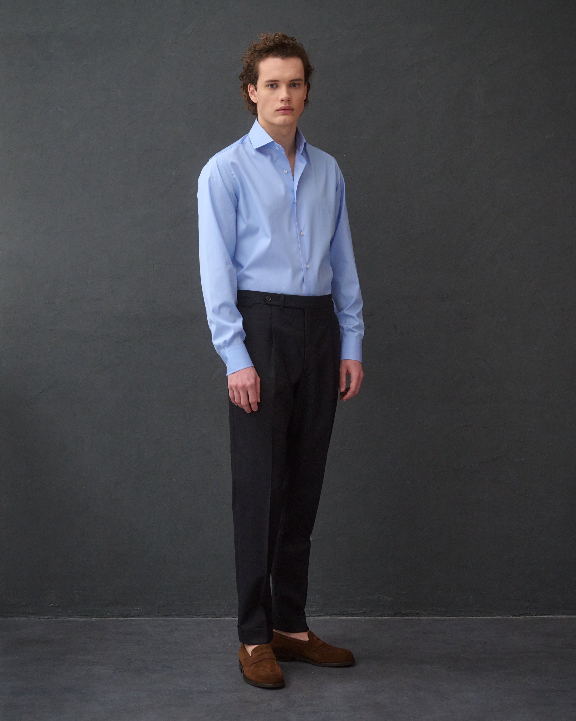 Leo Deep Blue Cotton Poplin Unisex Shirt