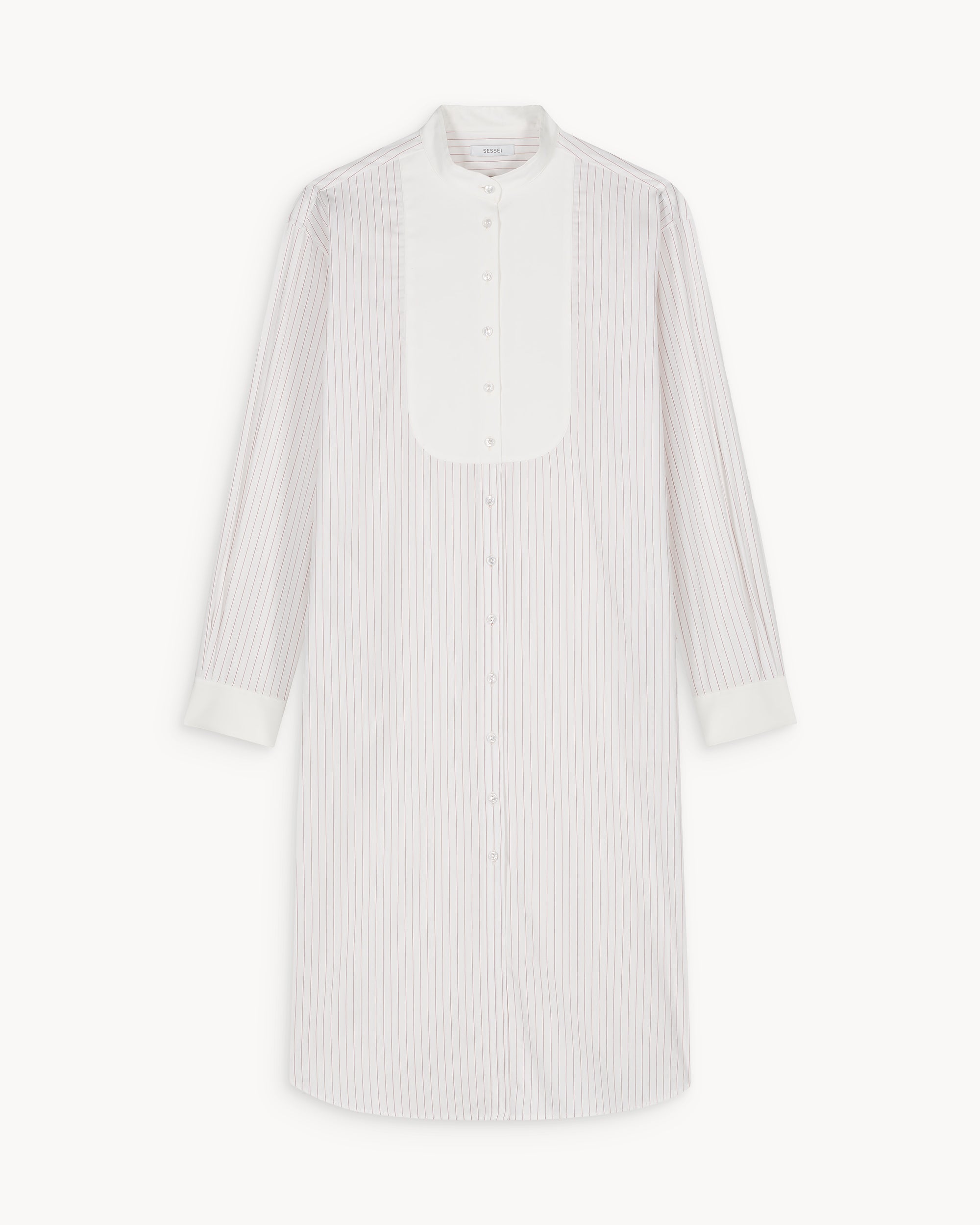 Chloe Red Pinstriped Cotton Poplin Shirt Dress