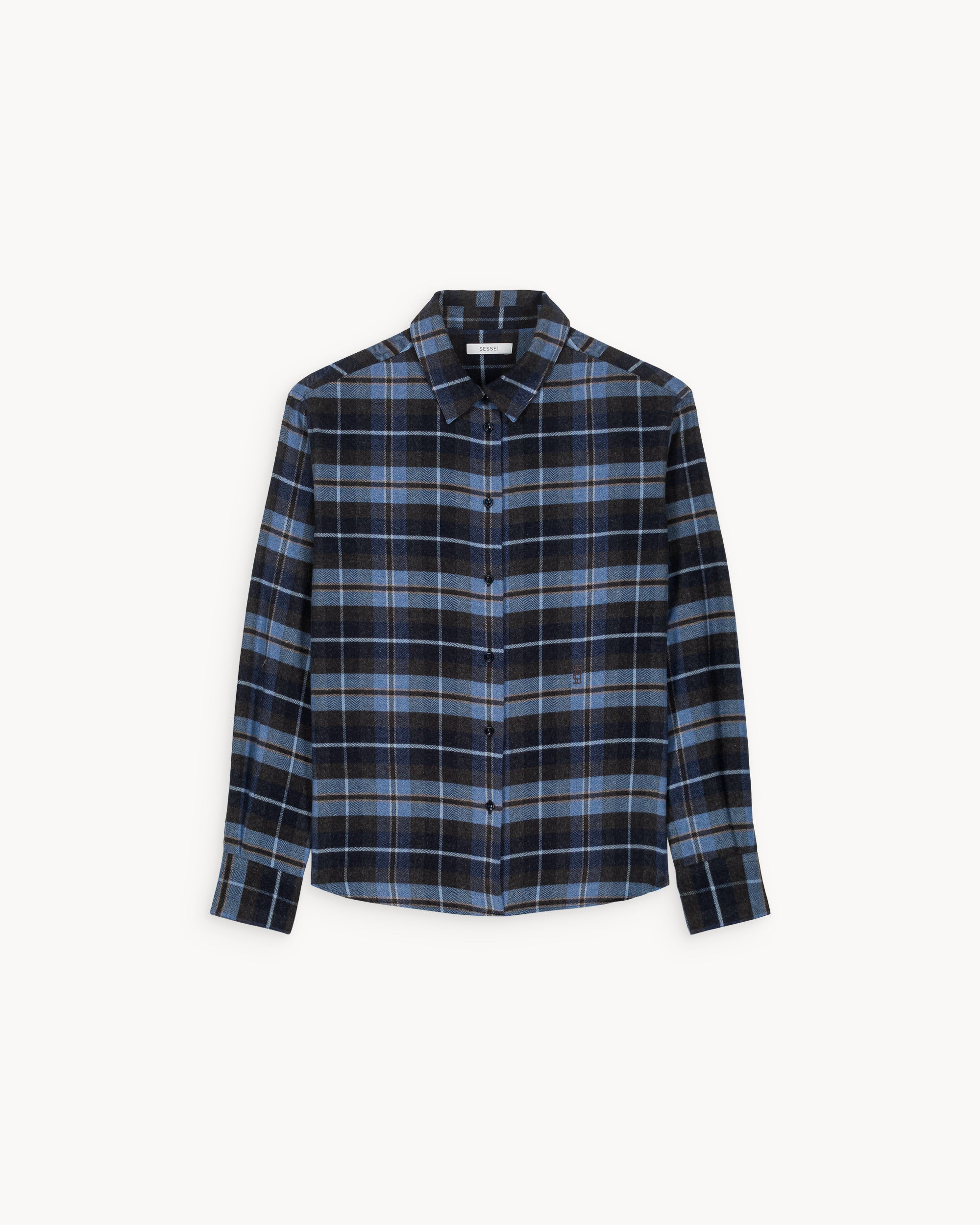  Chemise en coton et laine tartan bleu Esther