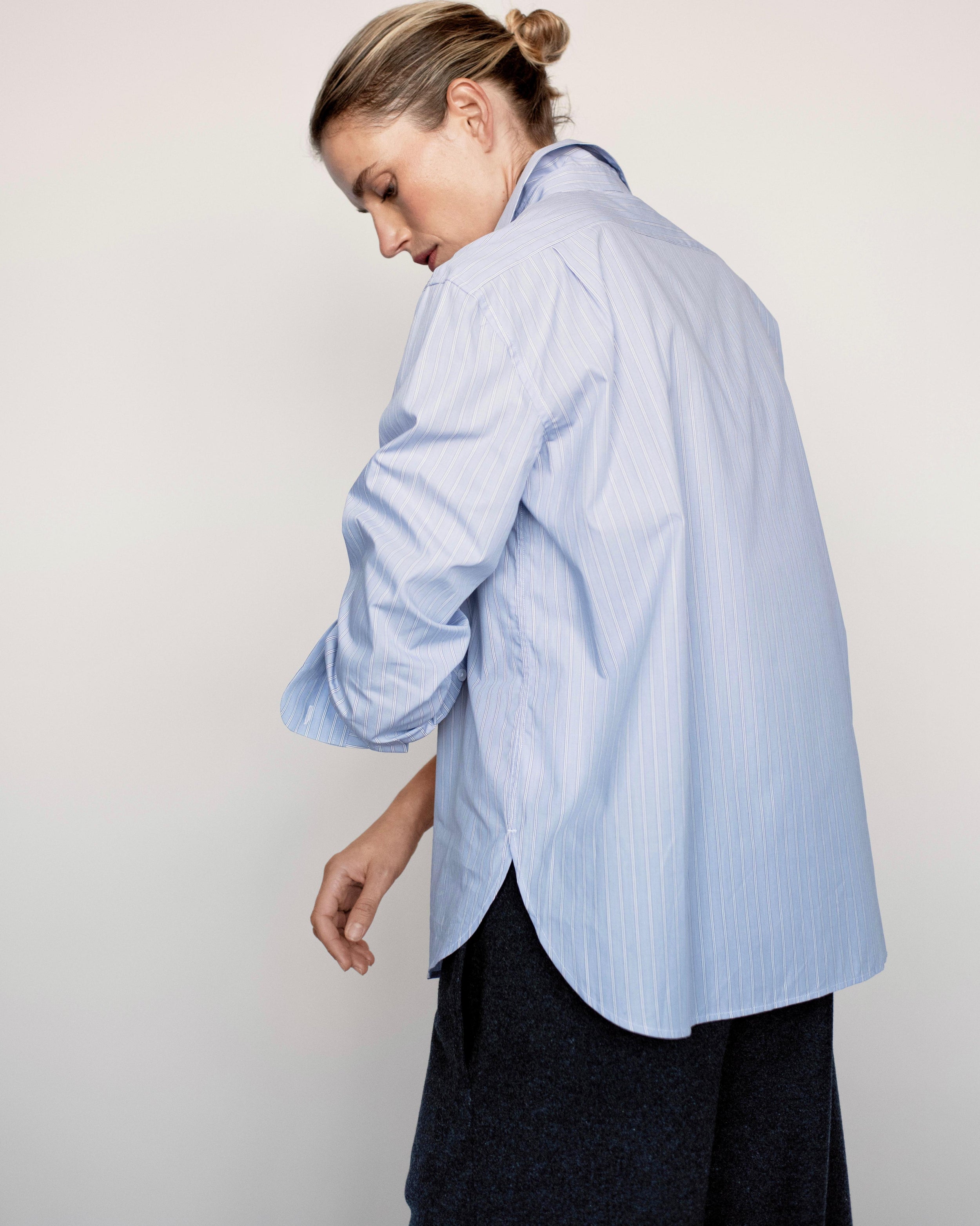 Chemise bleu ciel à rayures Esther