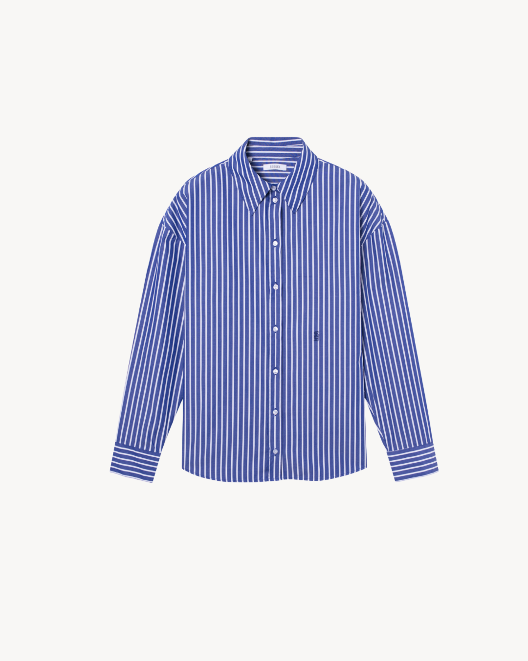 Kaia Blue Striped Cotton Poplin Oversized Shirt