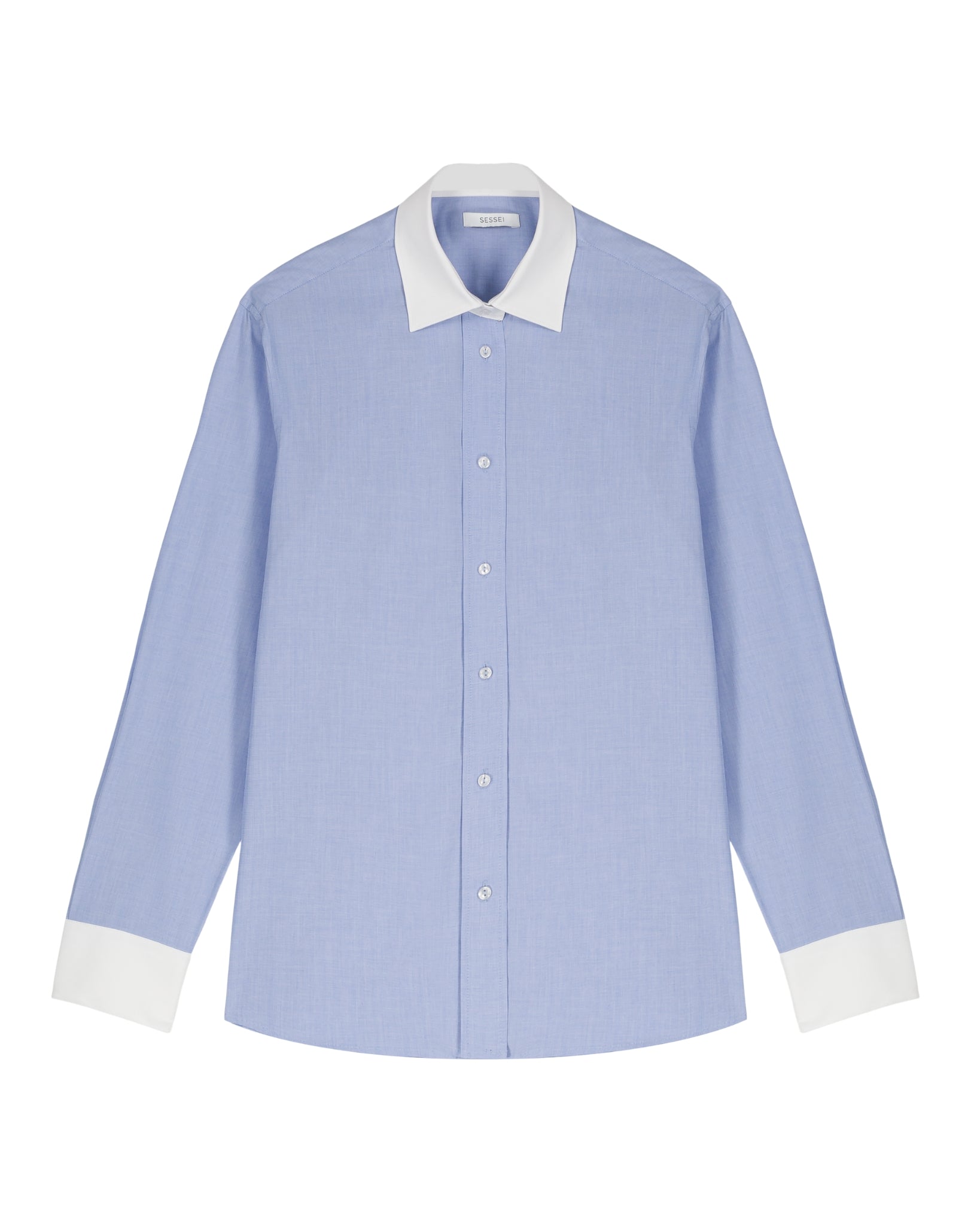 Monica Blue Cotton Poplin Shirt