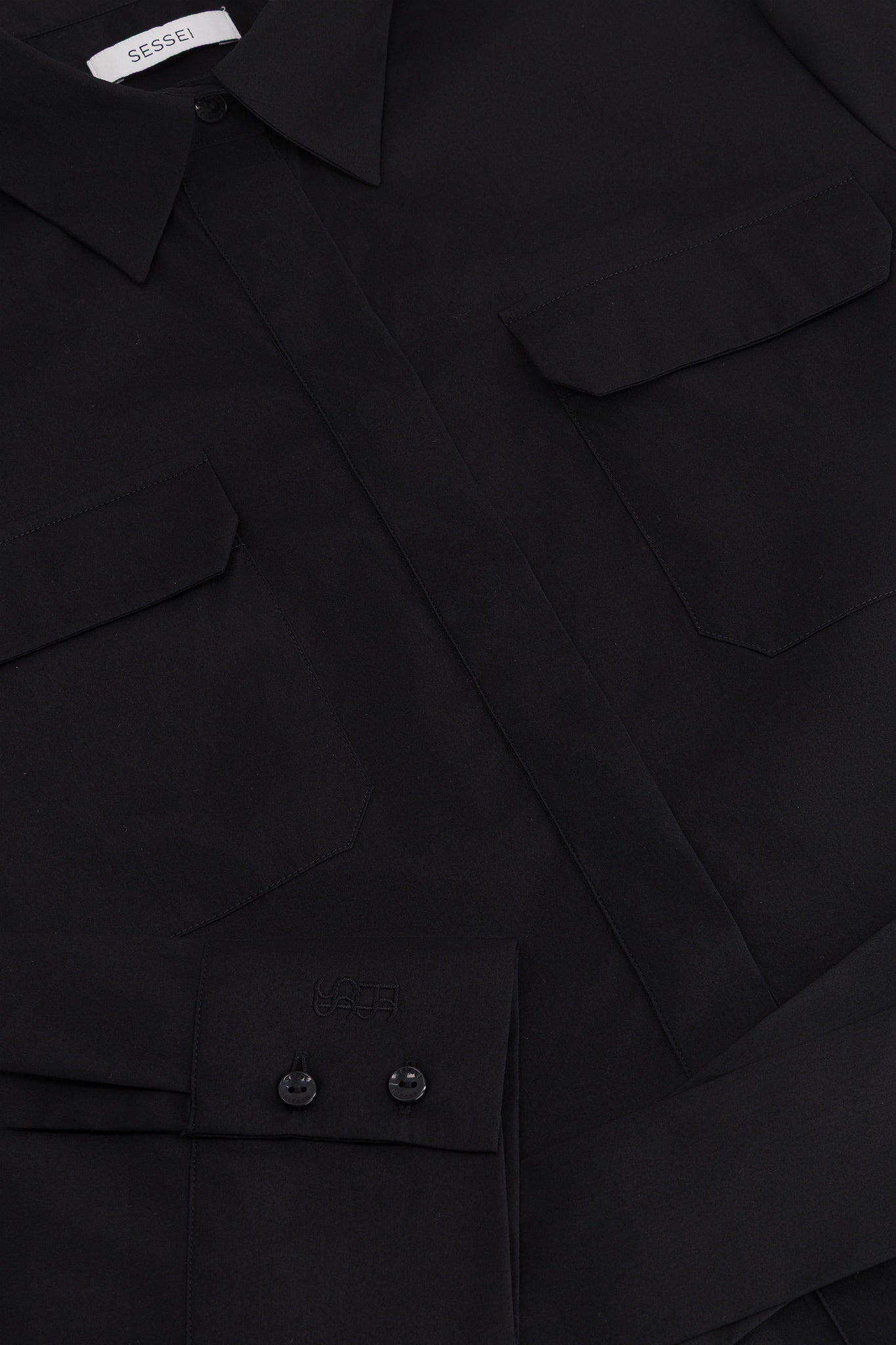 Bessette Black Fitted Shirt Dress 
