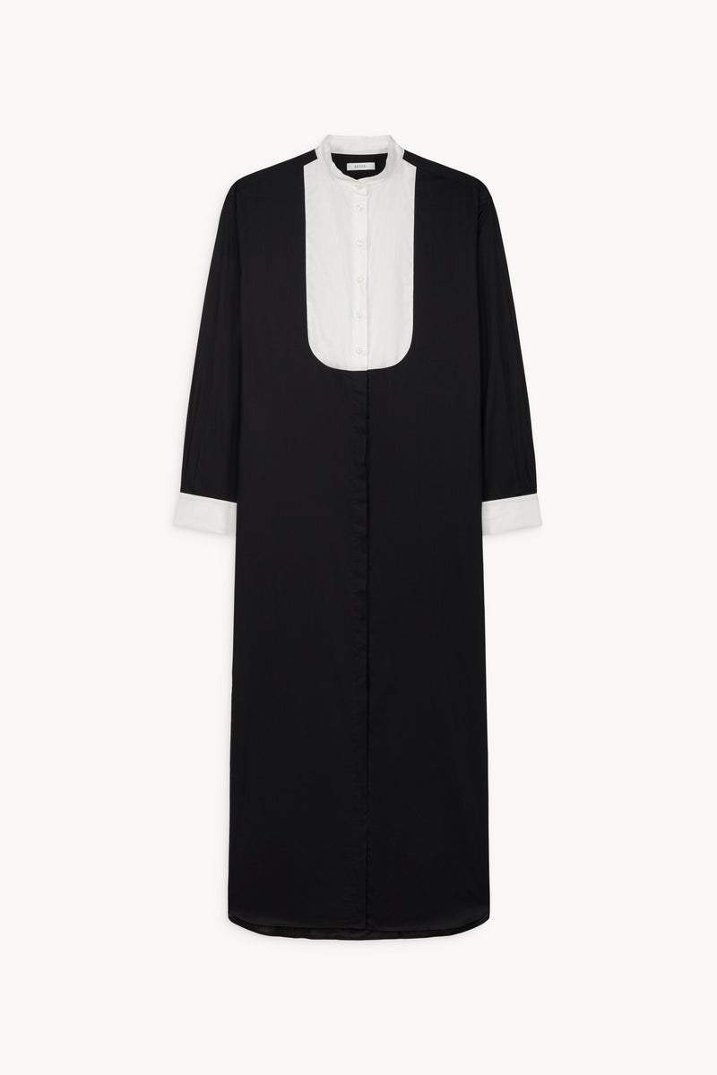 Robe noir à plastron contrastant Gale