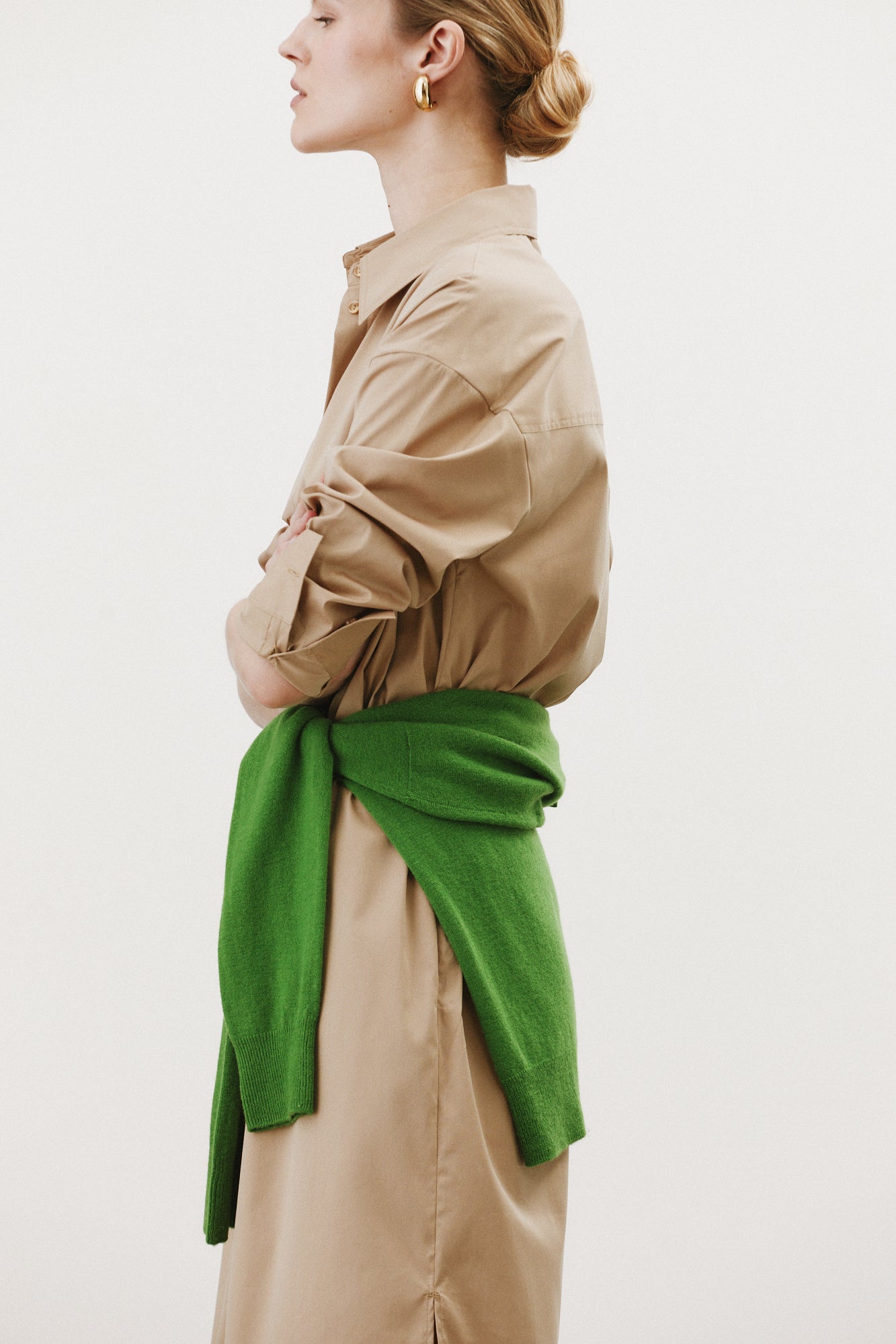 Kate Beige Oversized Shirt Dress 