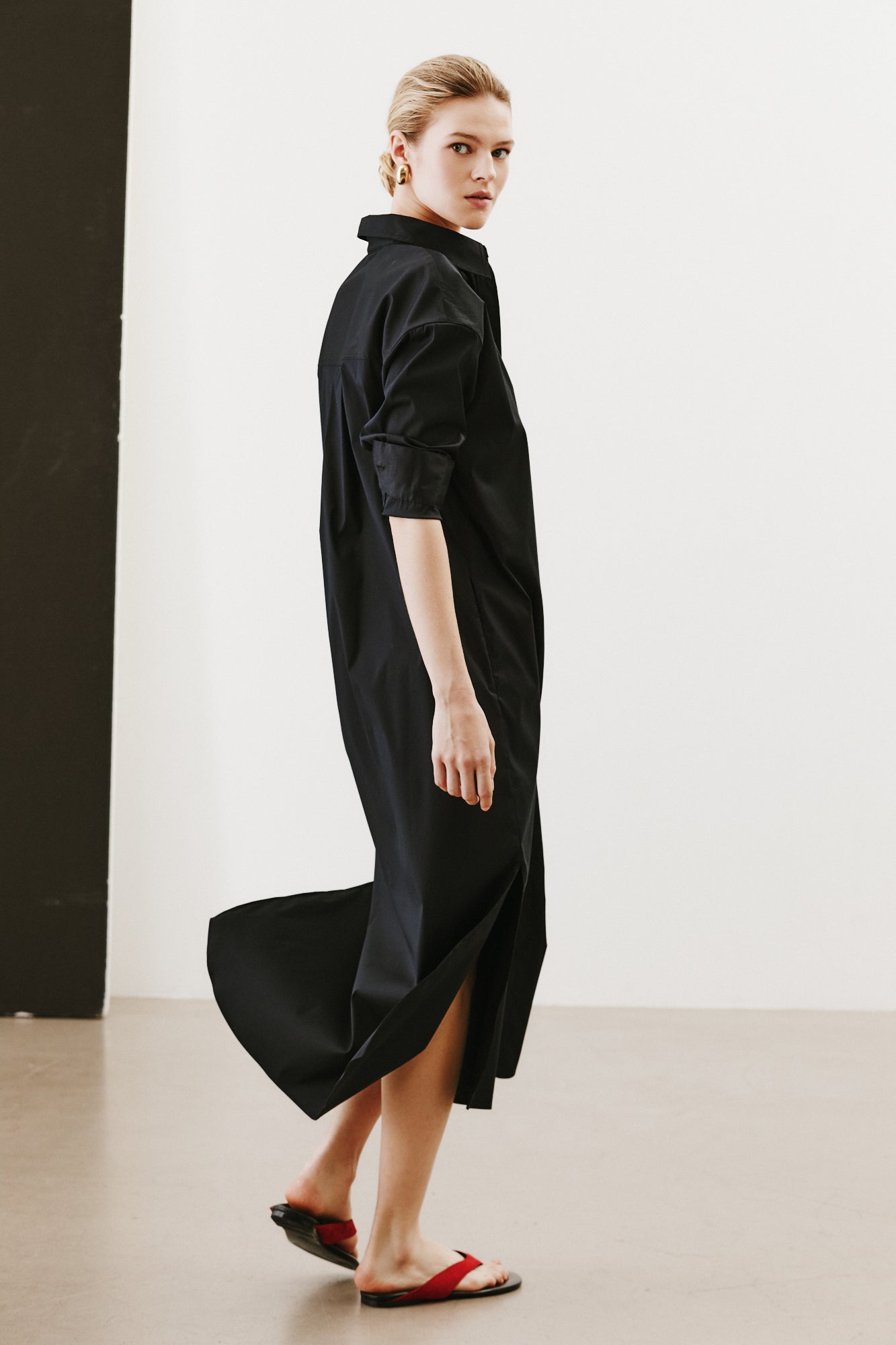 Kate Black Oversized Shirt Dress 