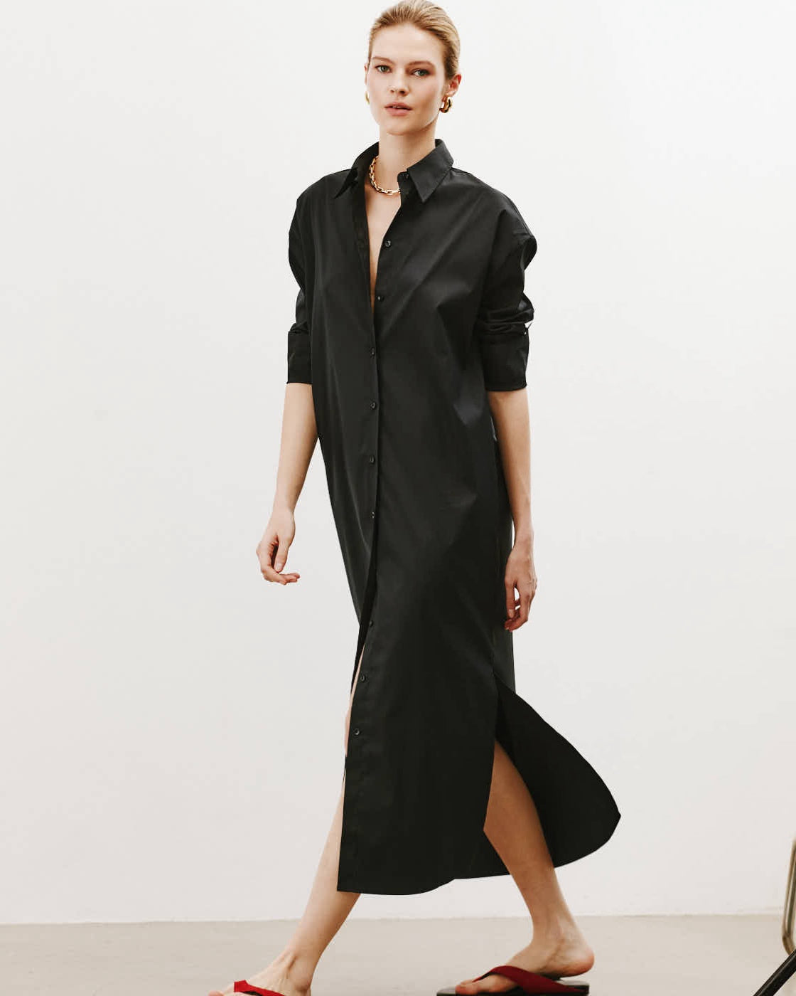 Kate Black Oversized Shirt Dress 
