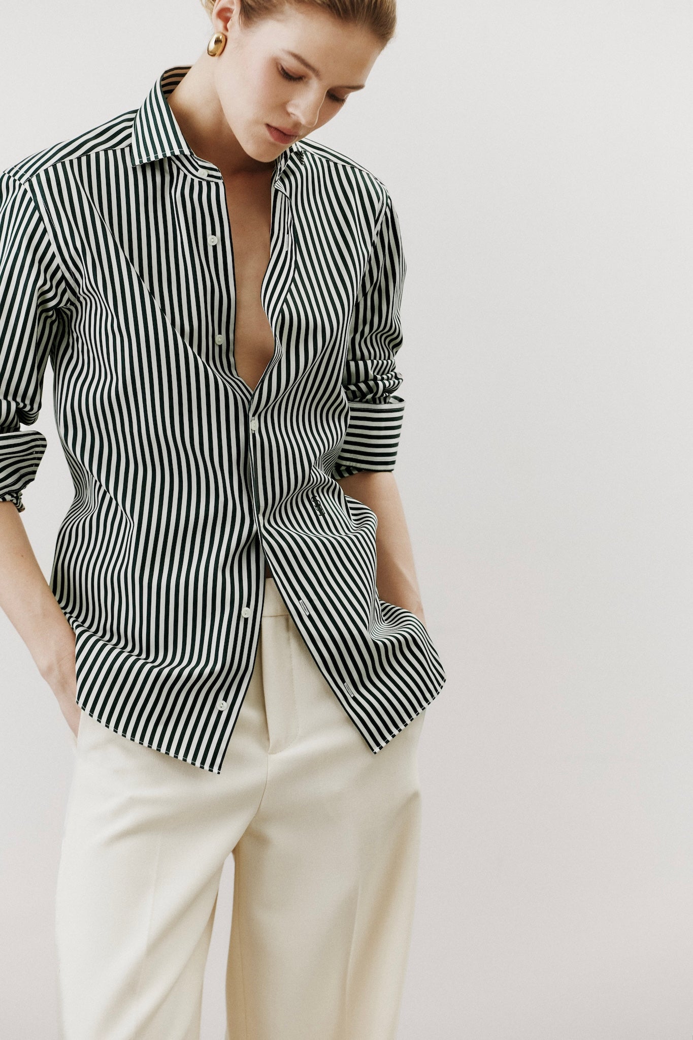 Leo Green Striped Shirt