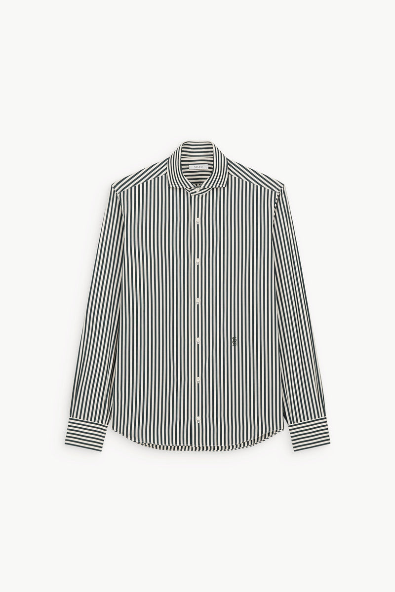 Chemise à rayures vertes Leo