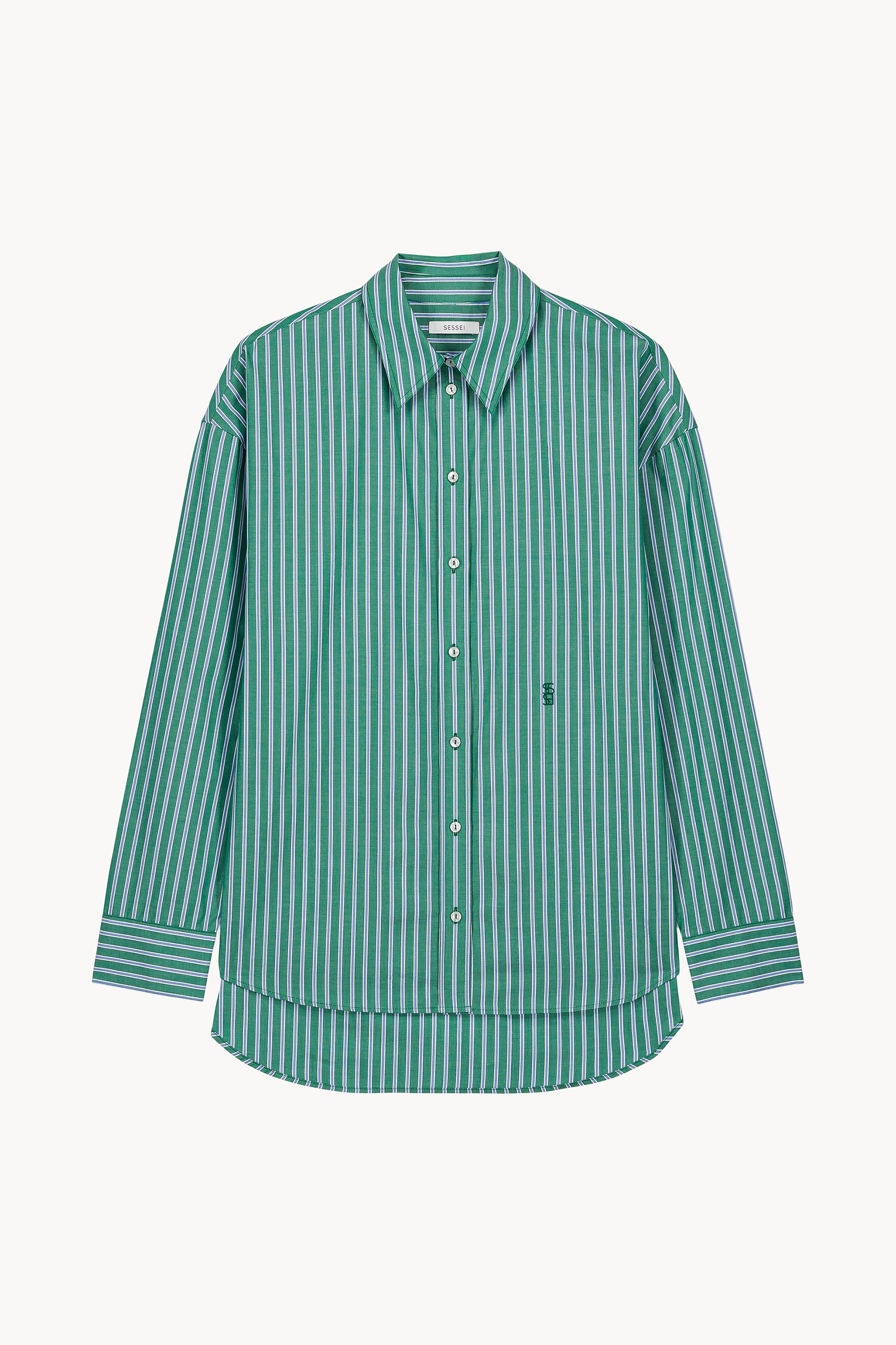 Chemise à rayures bleues et vertes Kaia