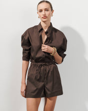 Charger l&#39;image dans la galerie, Chemise oversize en popeline de coton marron Kaia
