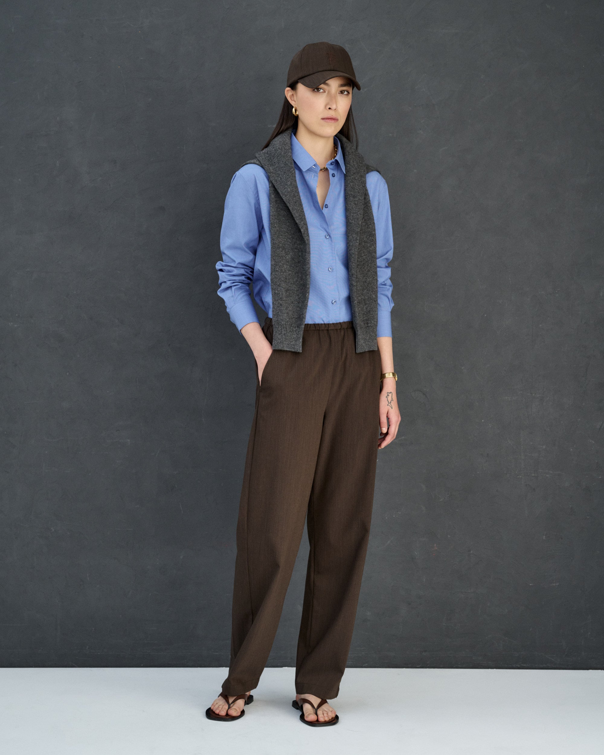 Andrea Brown Wool Blend Trousers