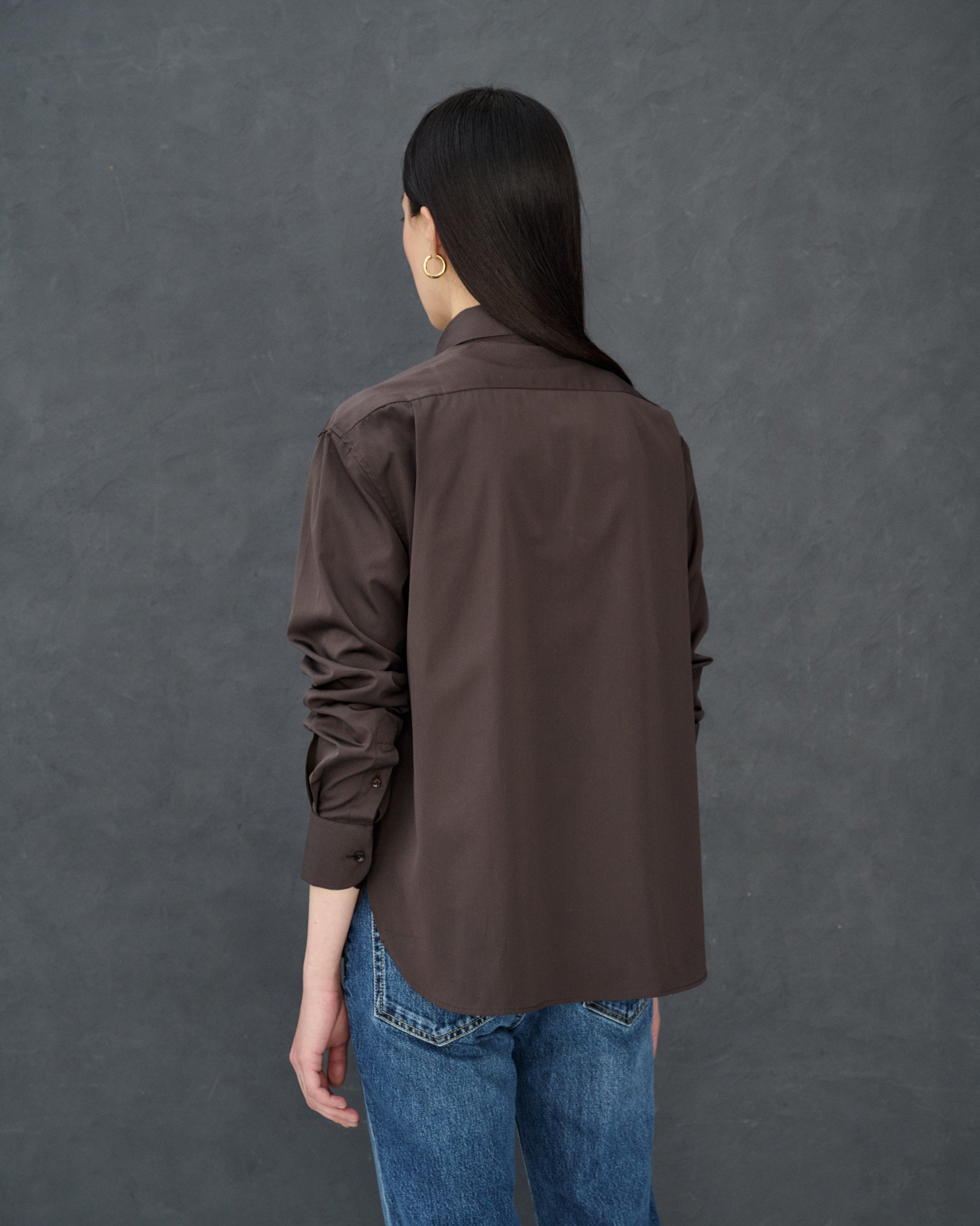 Esther Brown Cotton Poplin Shirt 