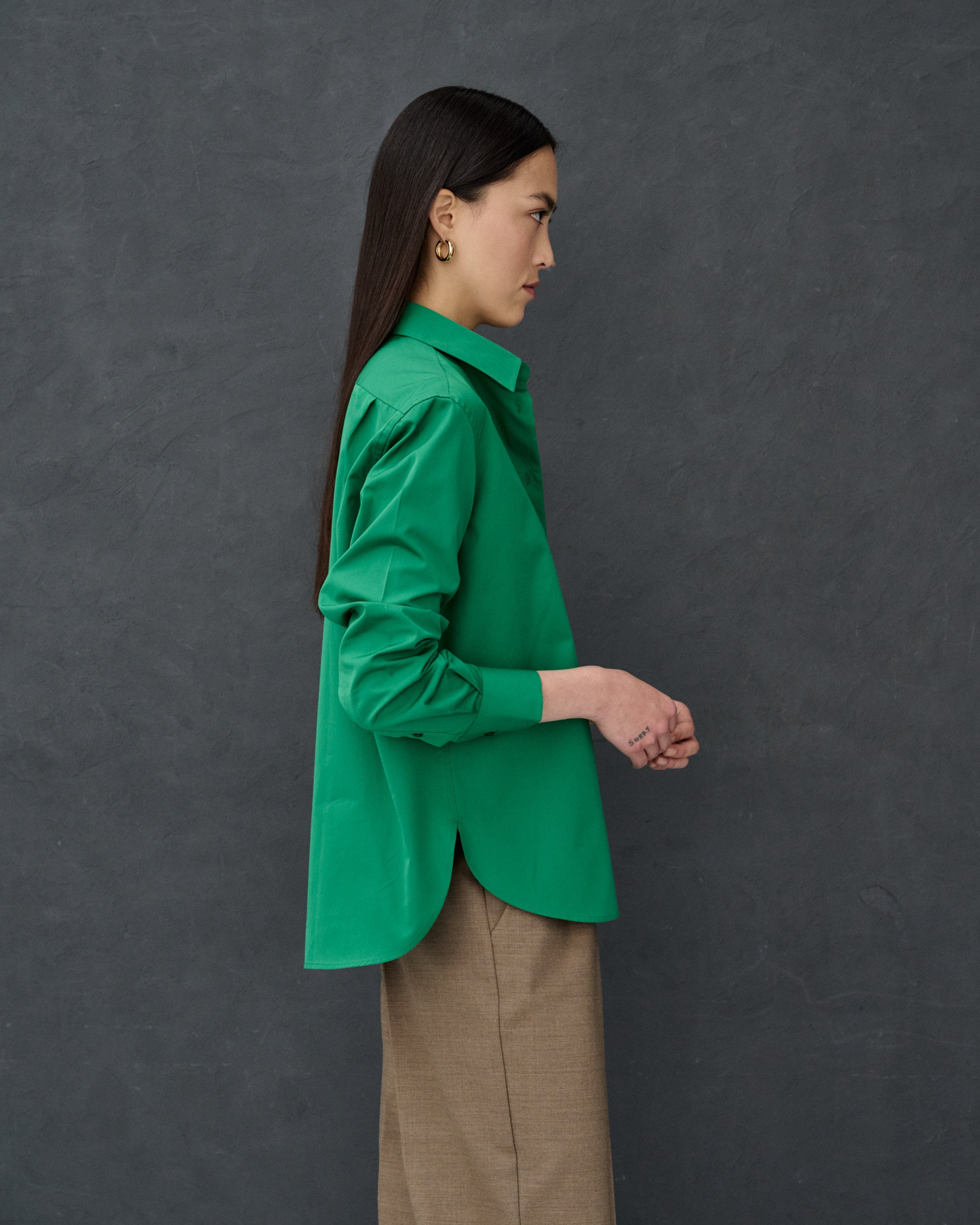 Esther Green Cotton Poplin Shirt 