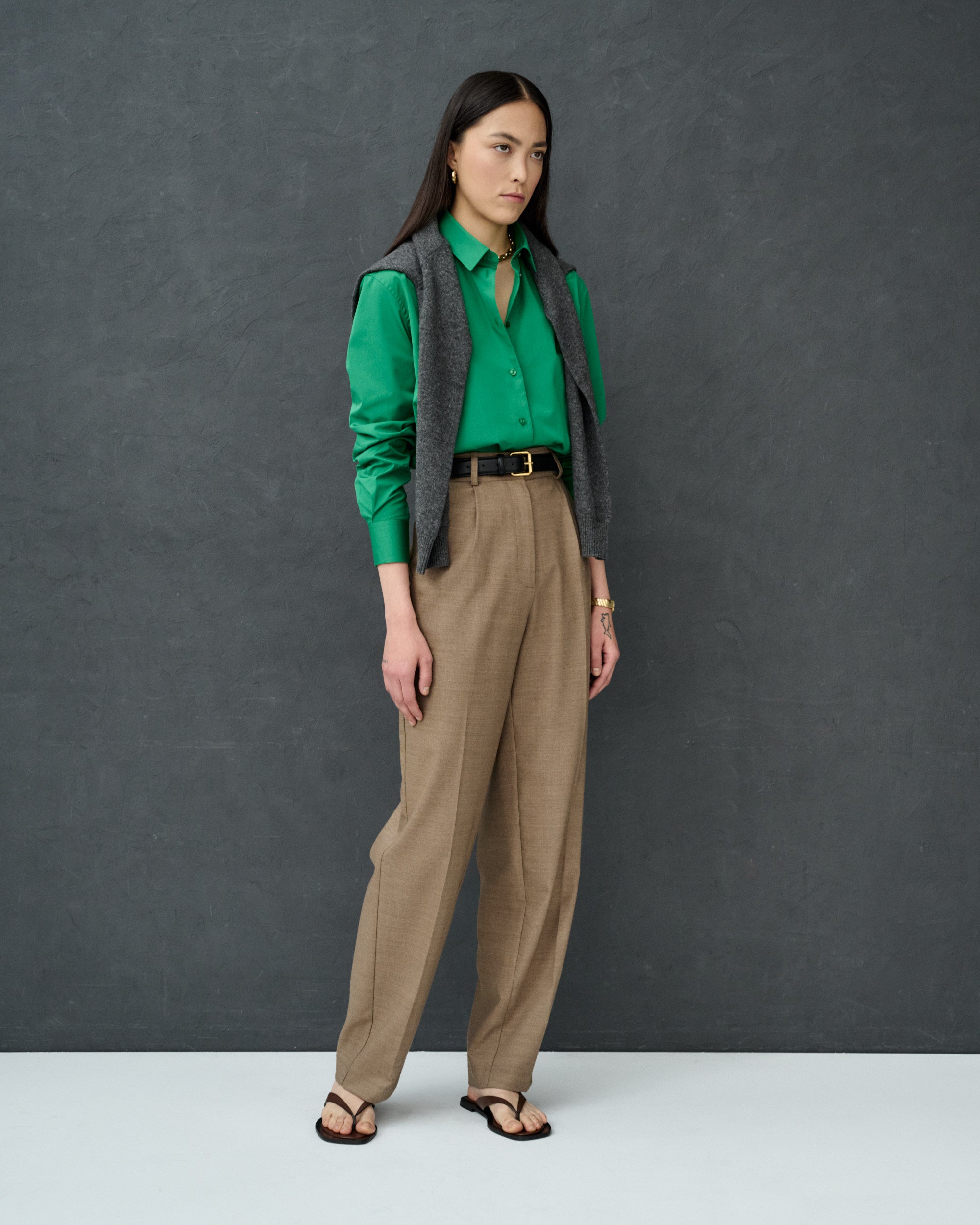 Esther Green Cotton Poplin Shirt 