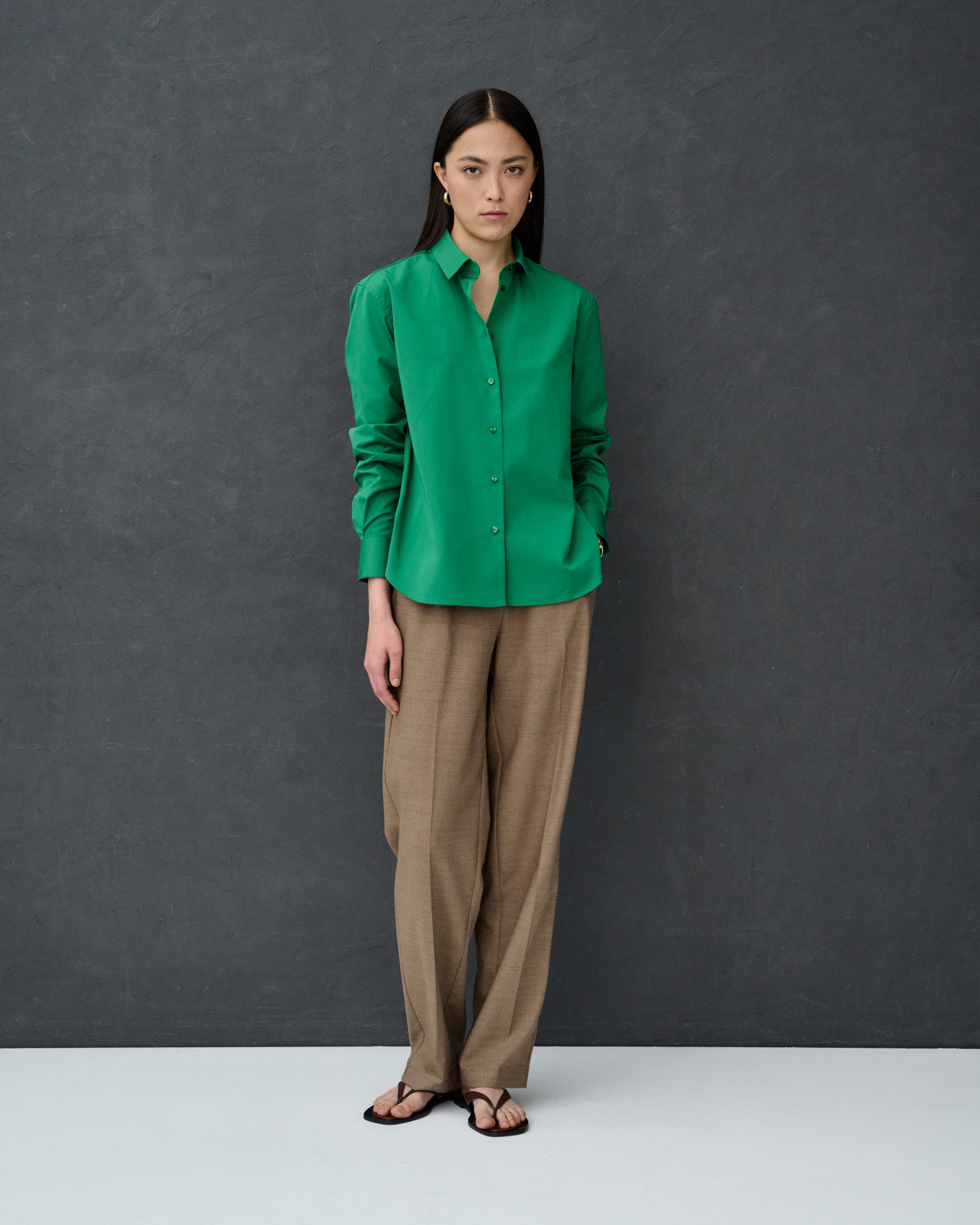 Esther Green Cotton Poplin Shirt 