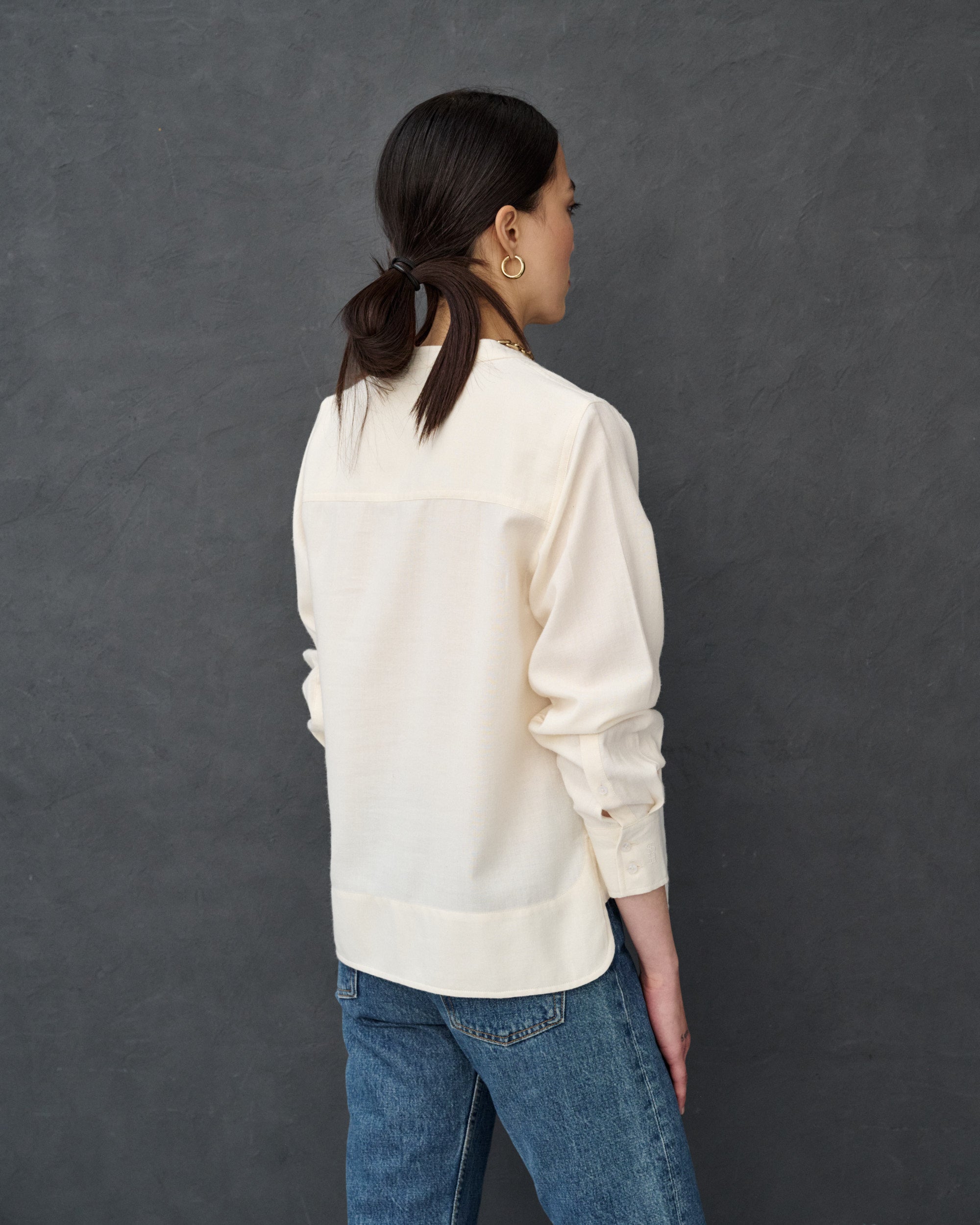 Hailey Ivory Wool Blend Blouse