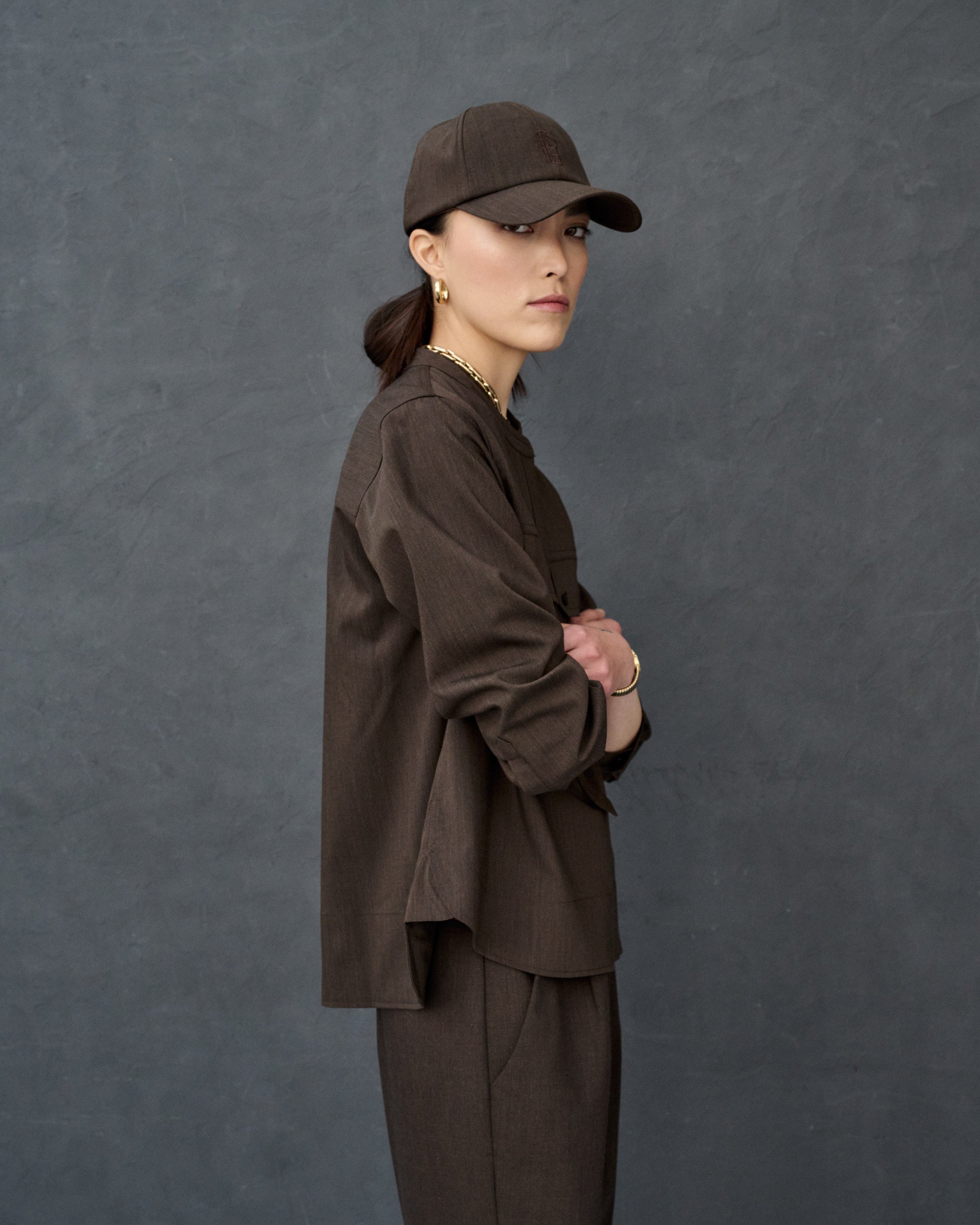 Hailey Brown Wool Blend Blouse