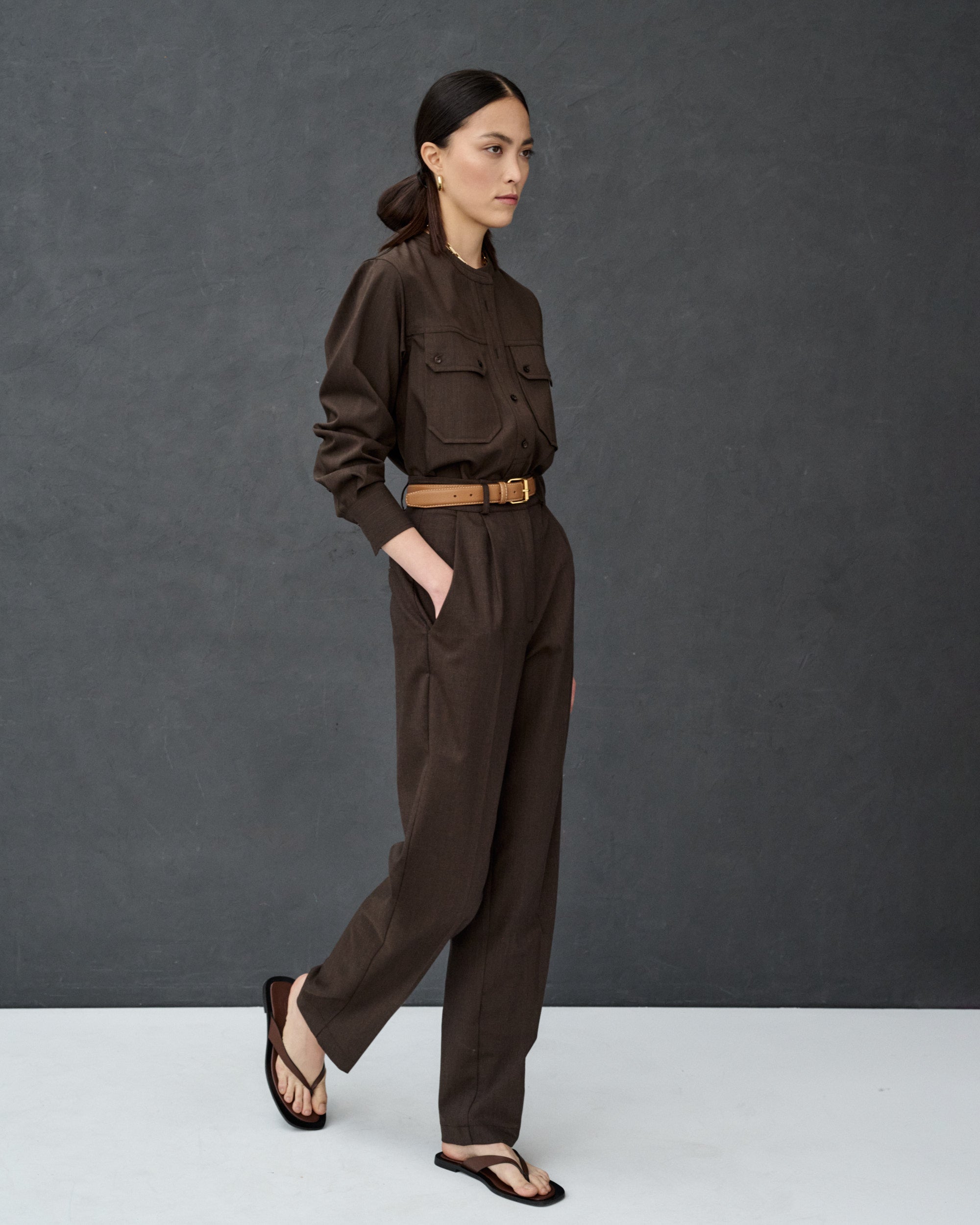 Hailey Brown Wool Blend Blouse