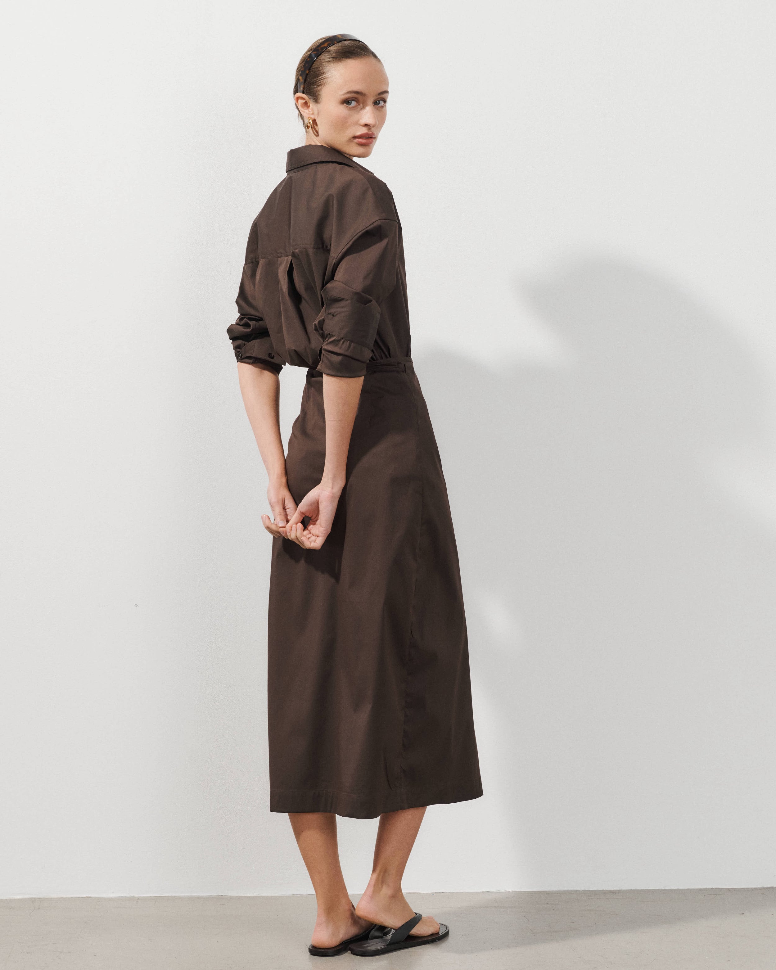 Antonia Brown Cotton Poplin Sarong Skirt