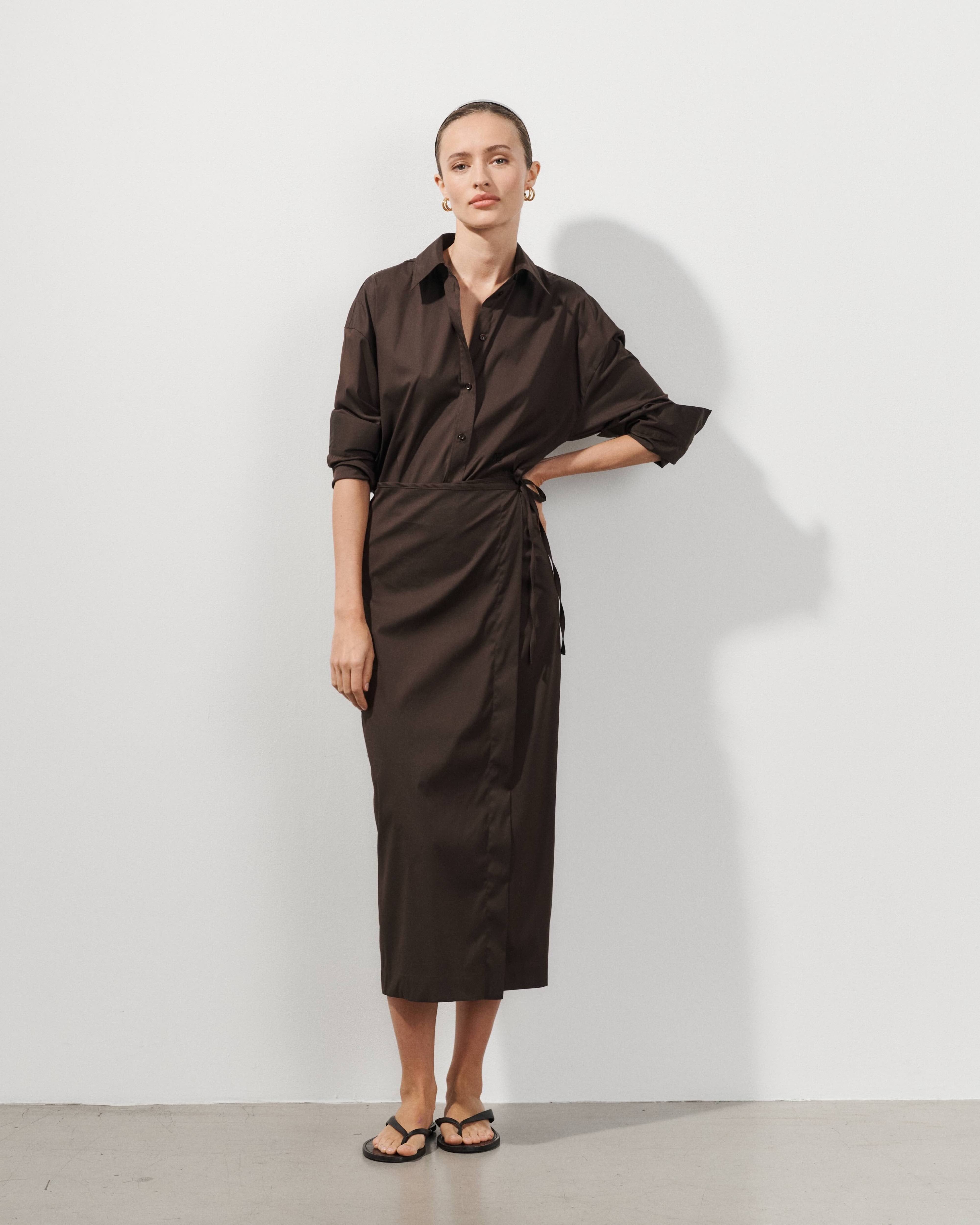  Chemise oversize en popeline de coton marron Kaia