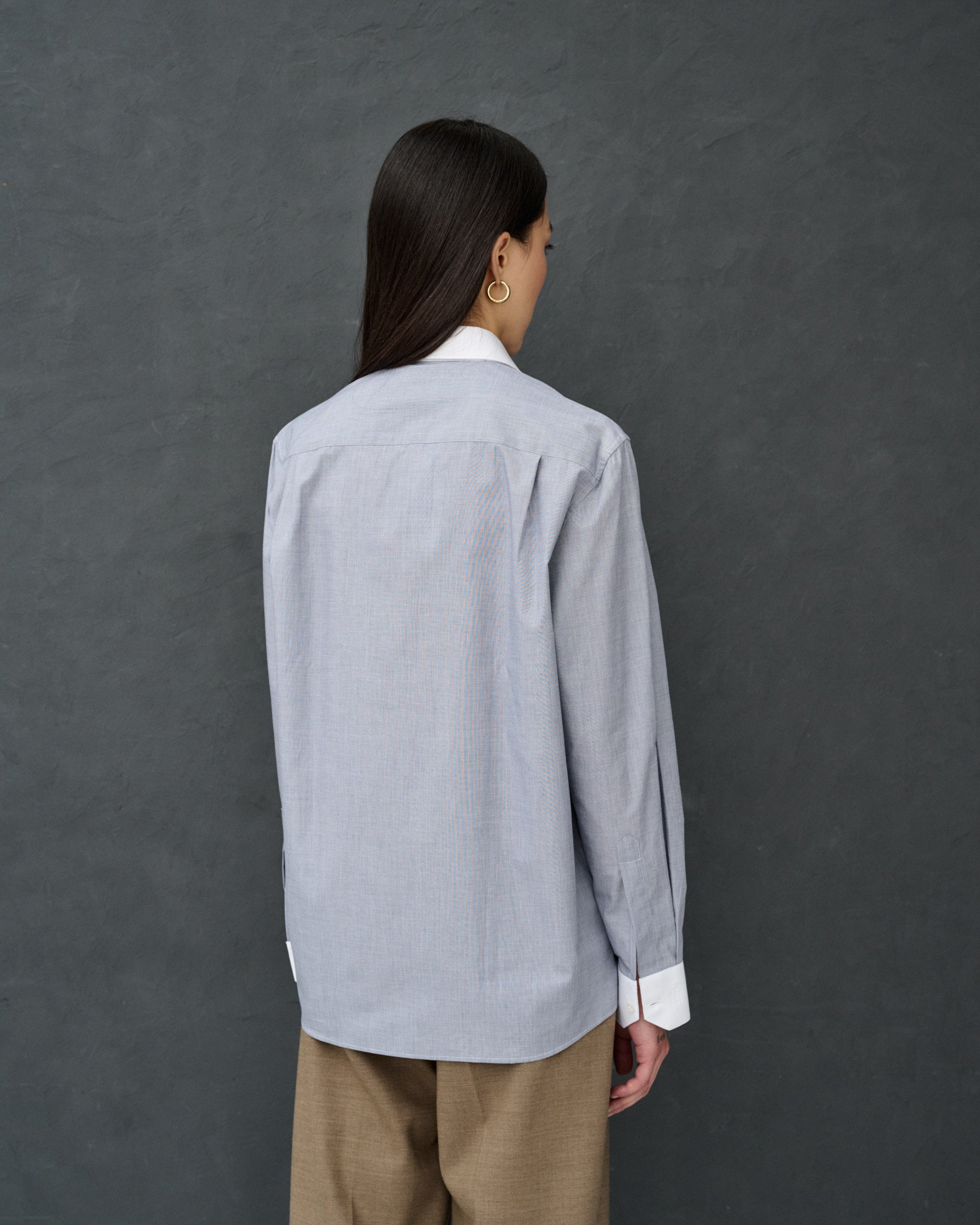 Monica Gray Cotton Poplin Shirt