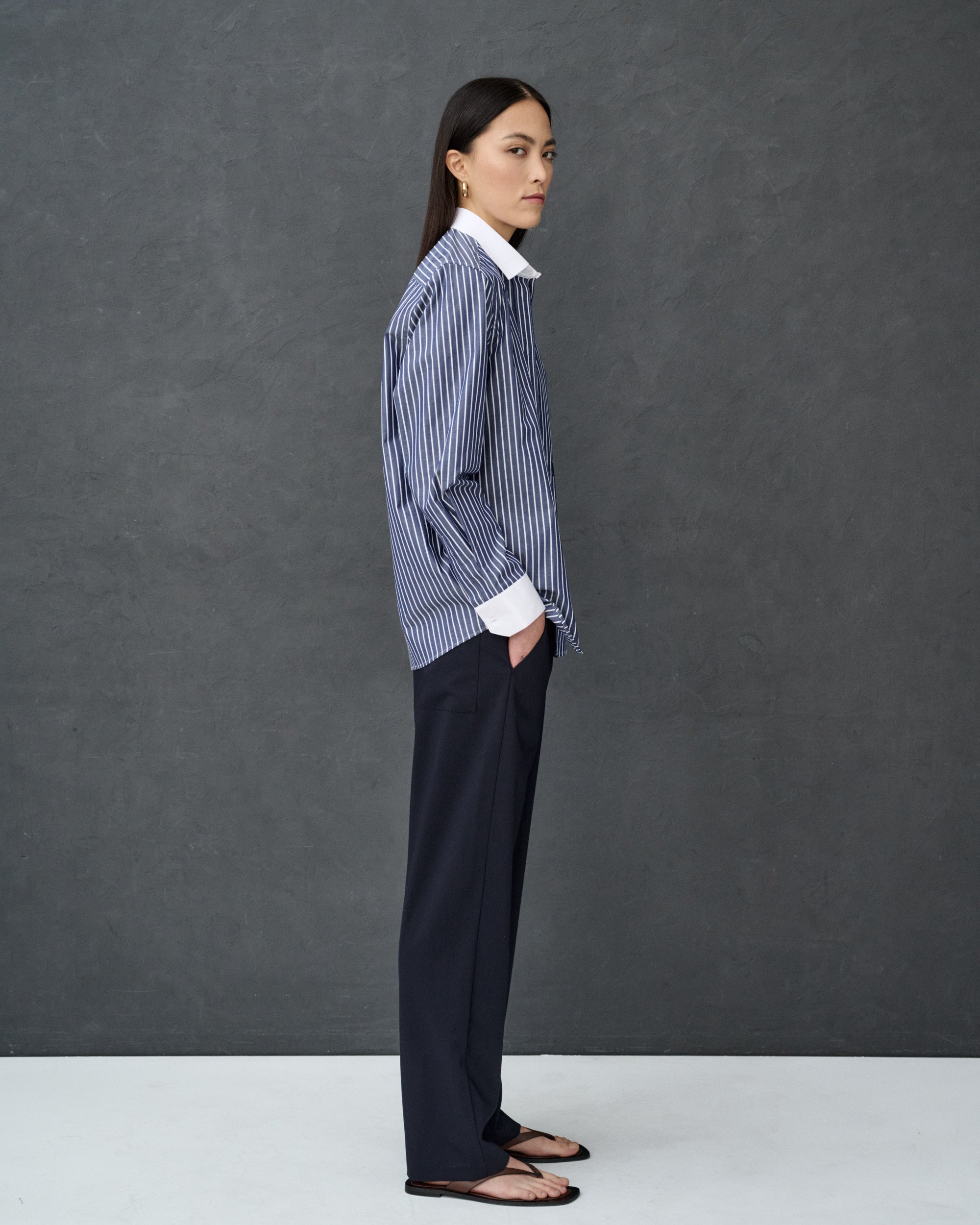 Chemise à rayures bleu marine Monica