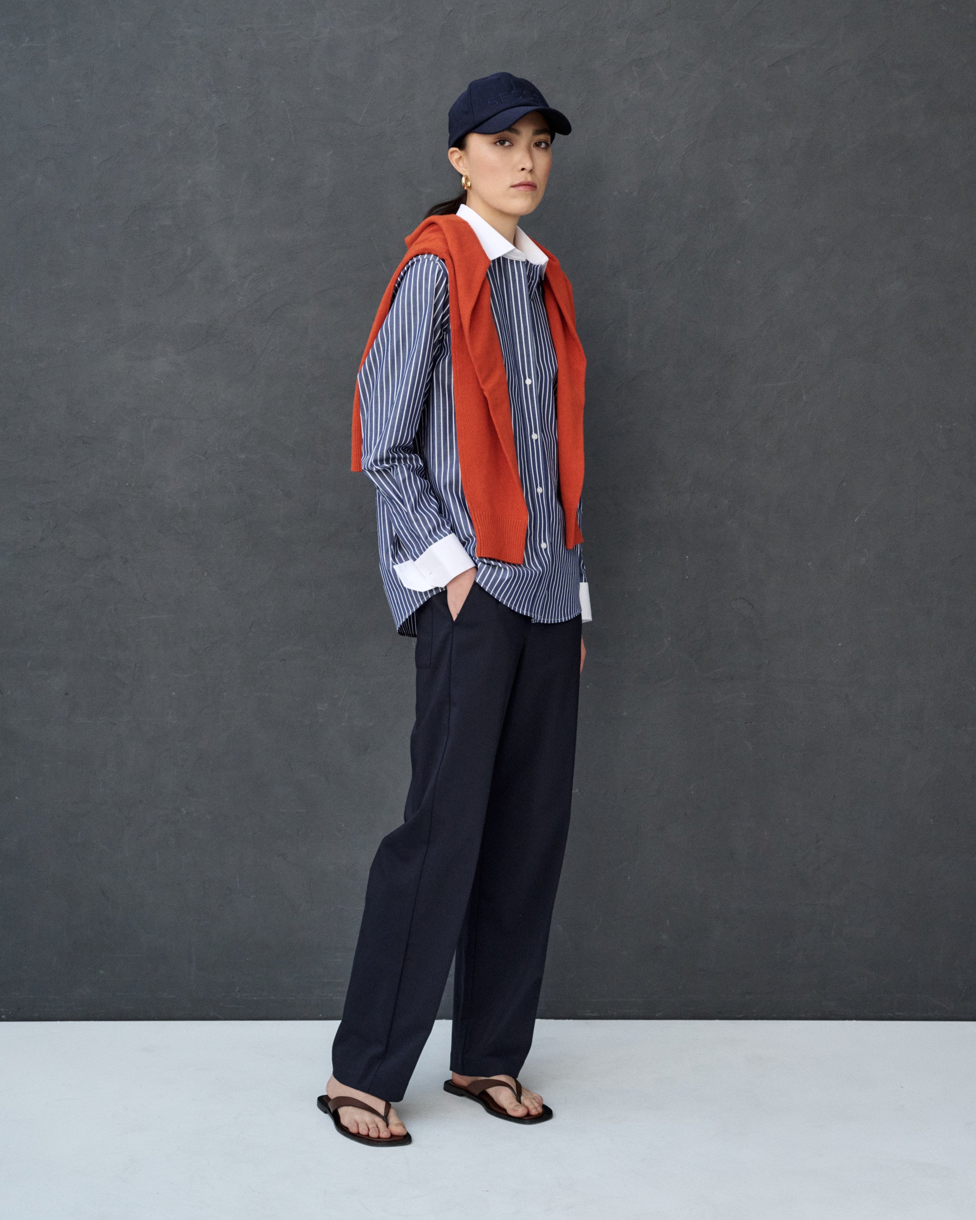 Chemise à rayures bleu marine Monica