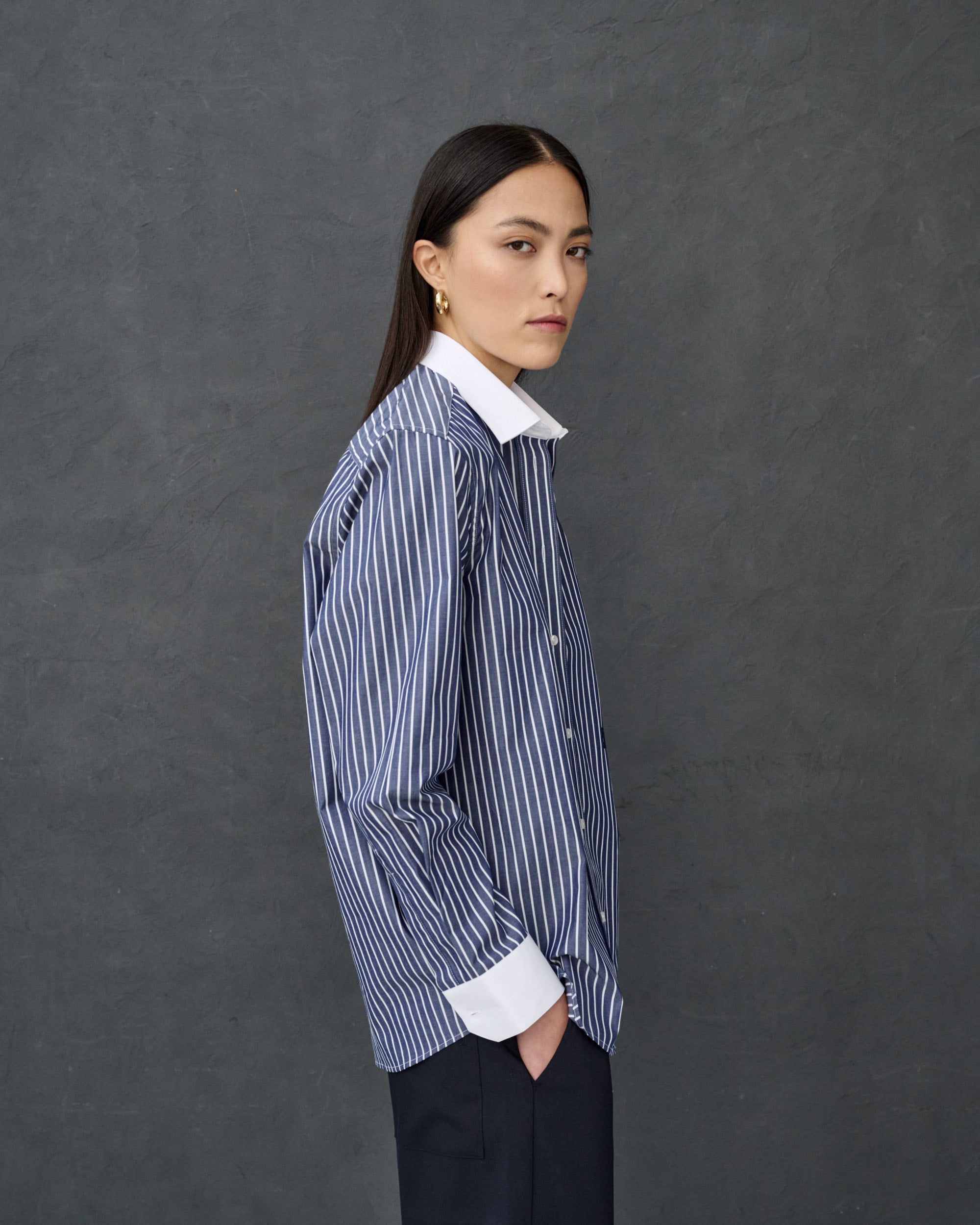 Chemise à rayures bleu marine Monica