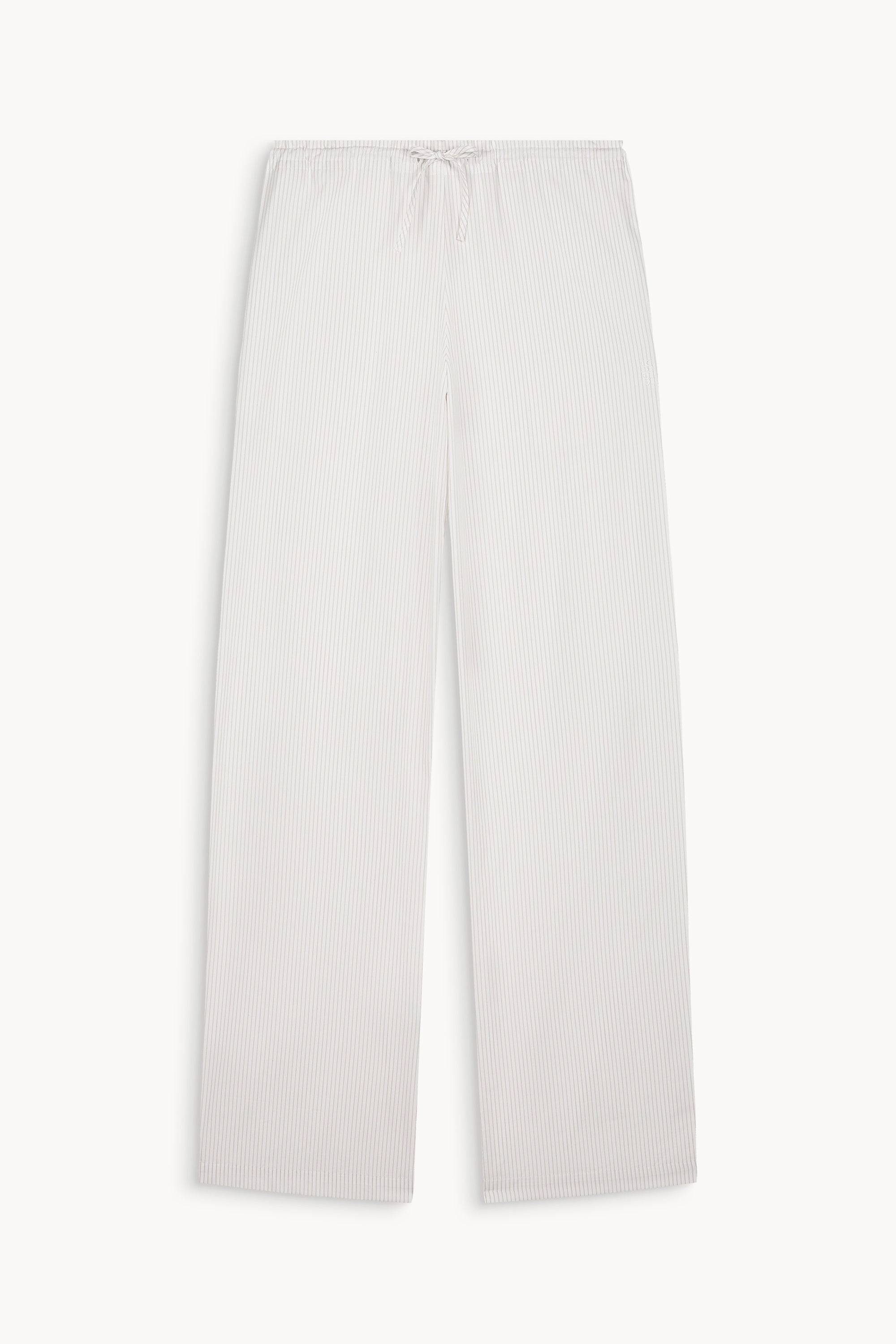 Pantalon à fine rayures beige Lou