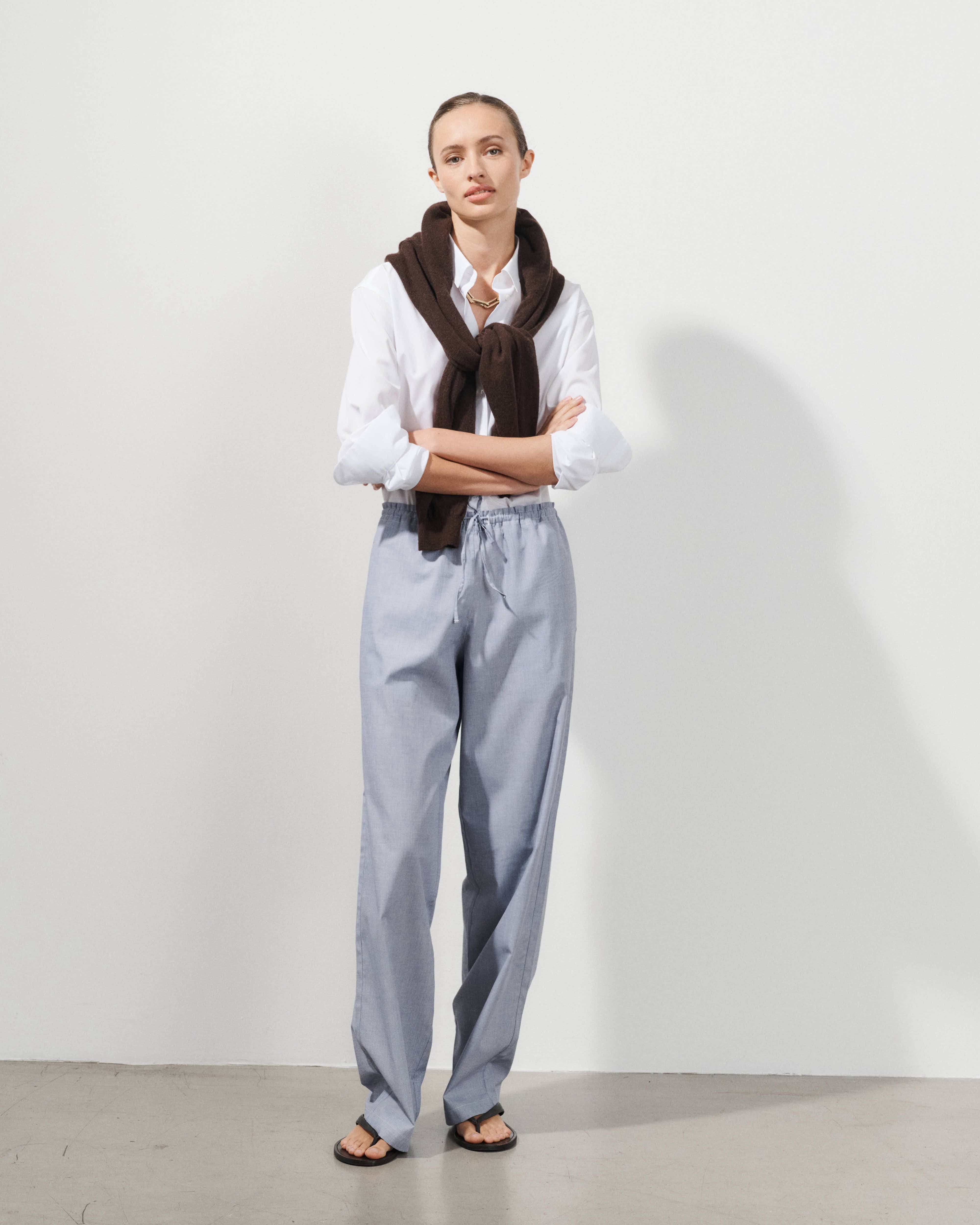  Pantalon en popeline de coton gris Lou