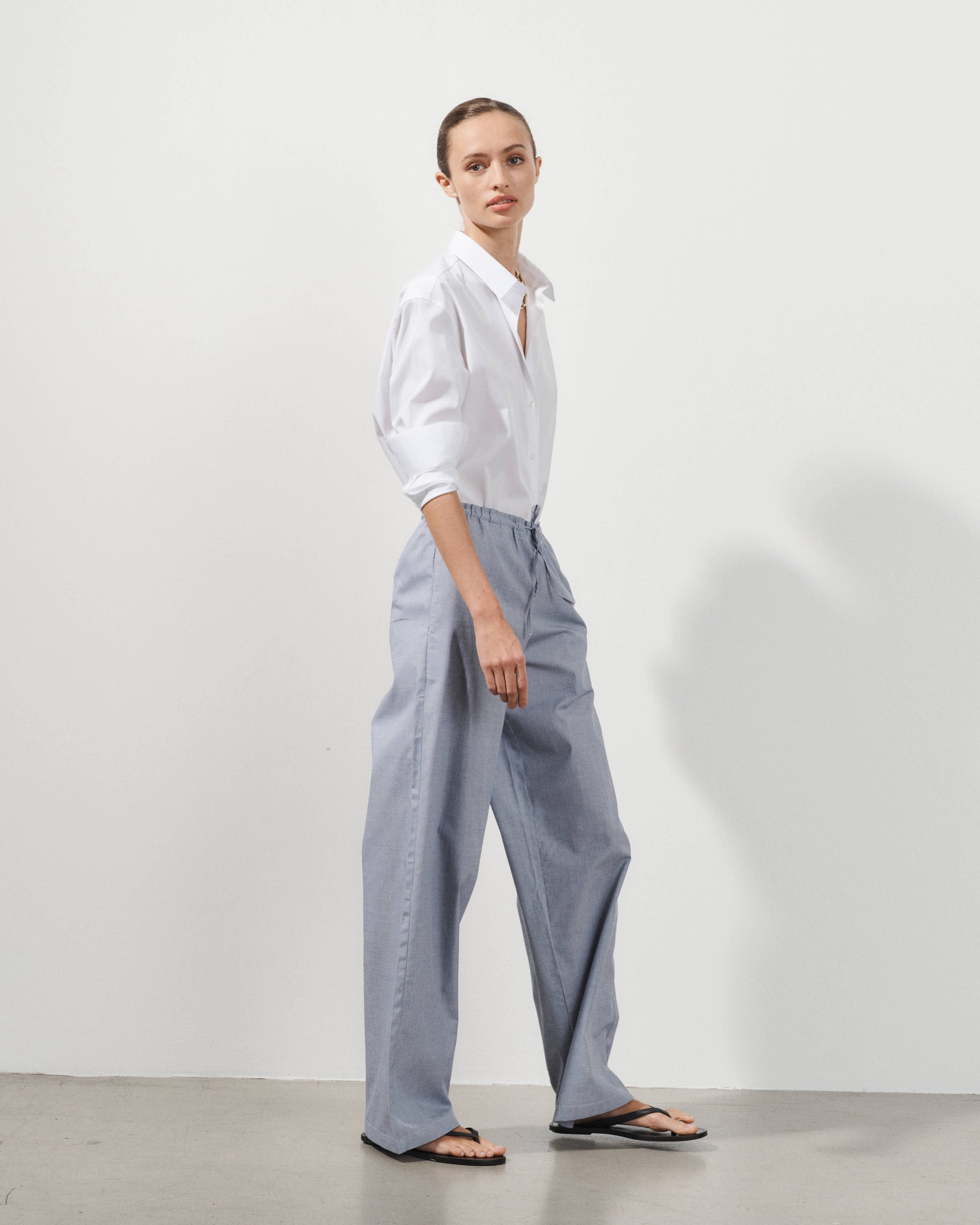  Pantalon en popeline de coton gris Lou